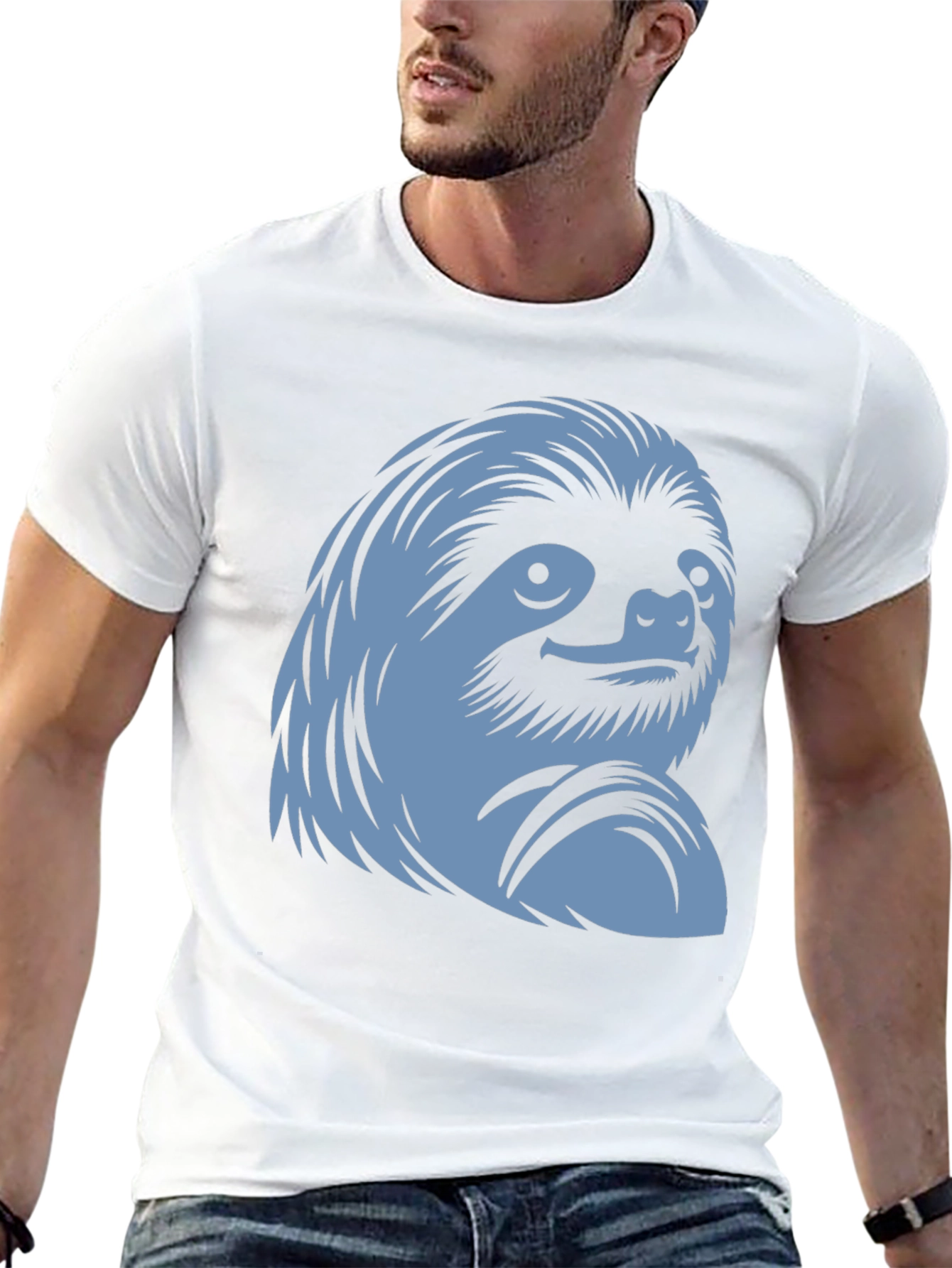 Sloth Graphic Tee - Black Cotton Casual Wear