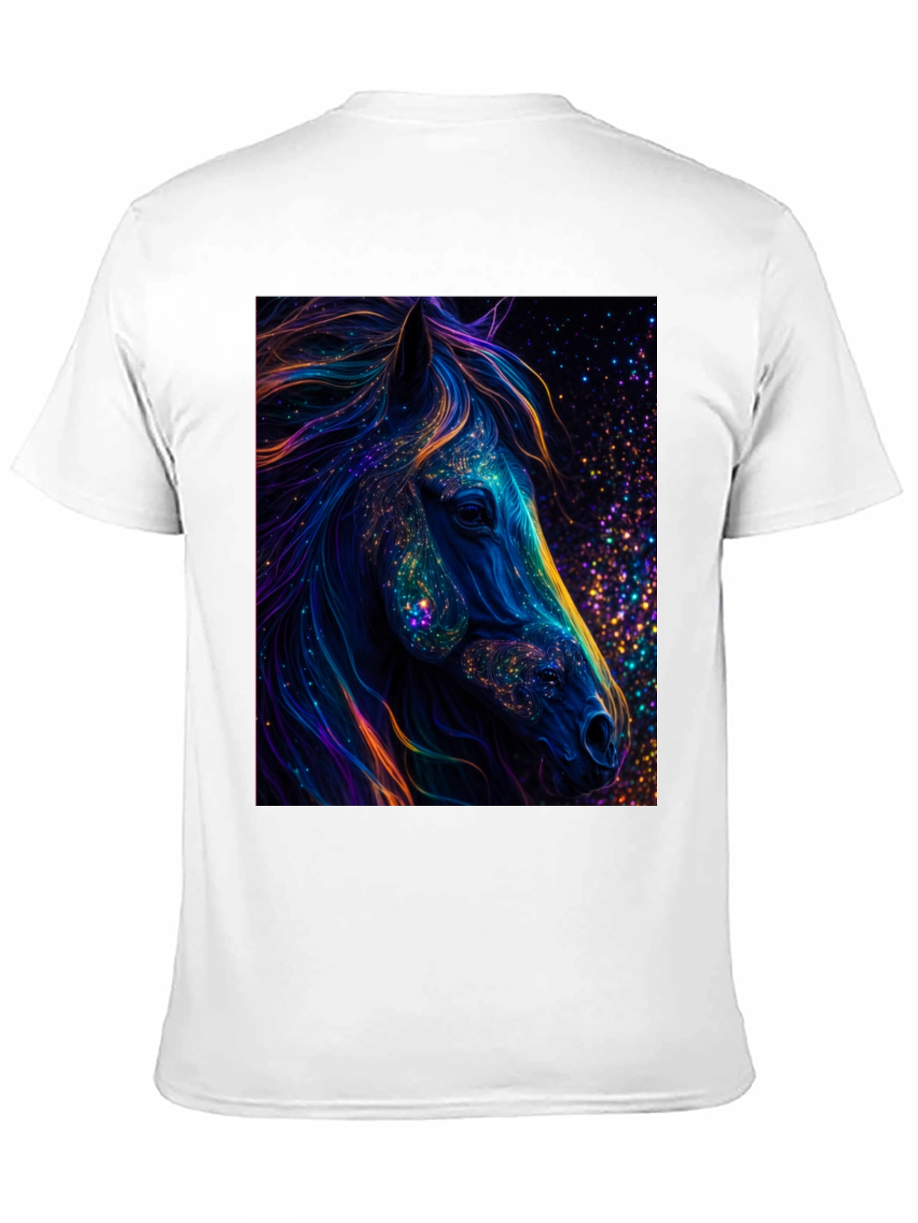 Cosmic Horse Graphic Tee - Black Cotton T-Shirt