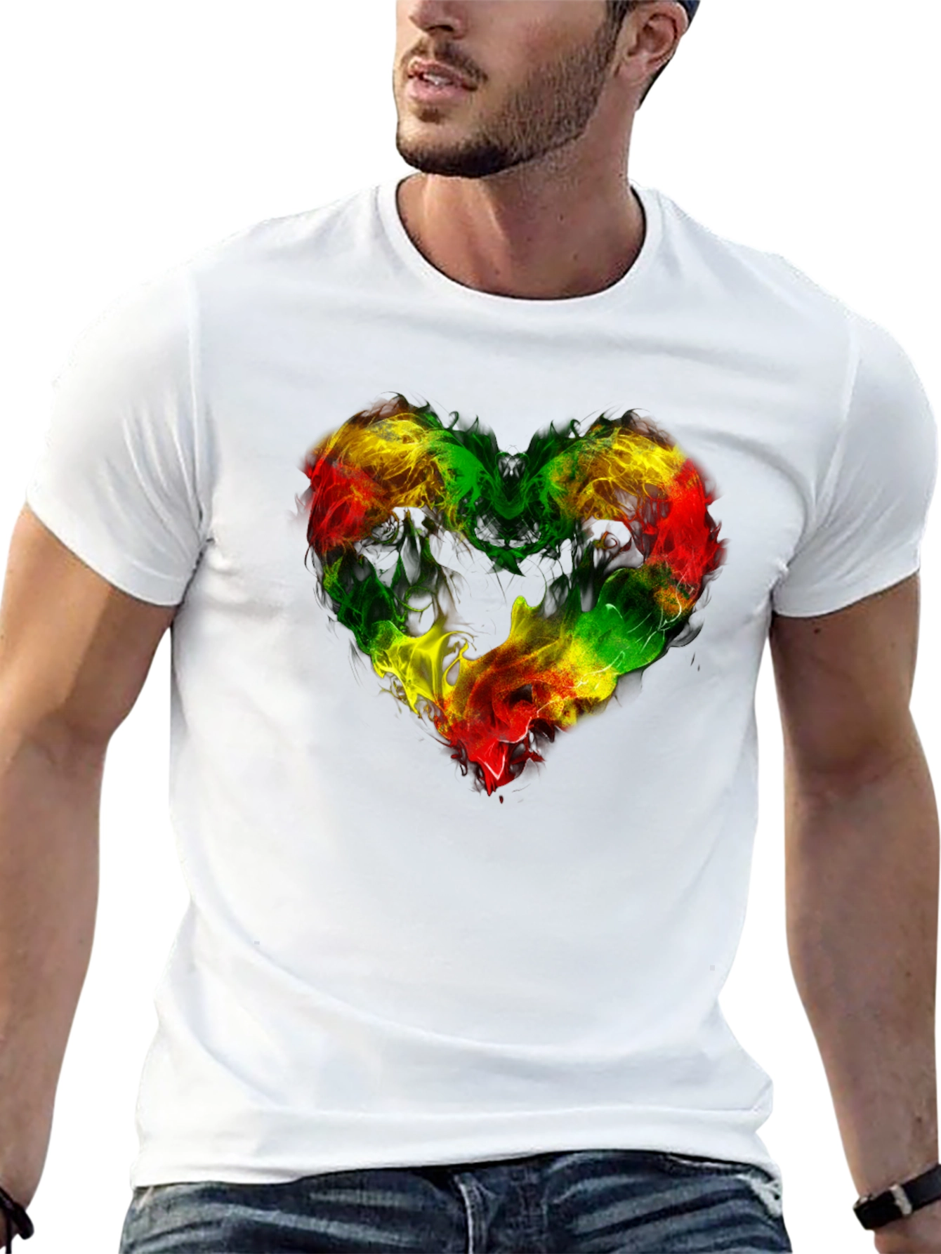 Rasta Heart T-Shirt - Black Reggae Style Tee