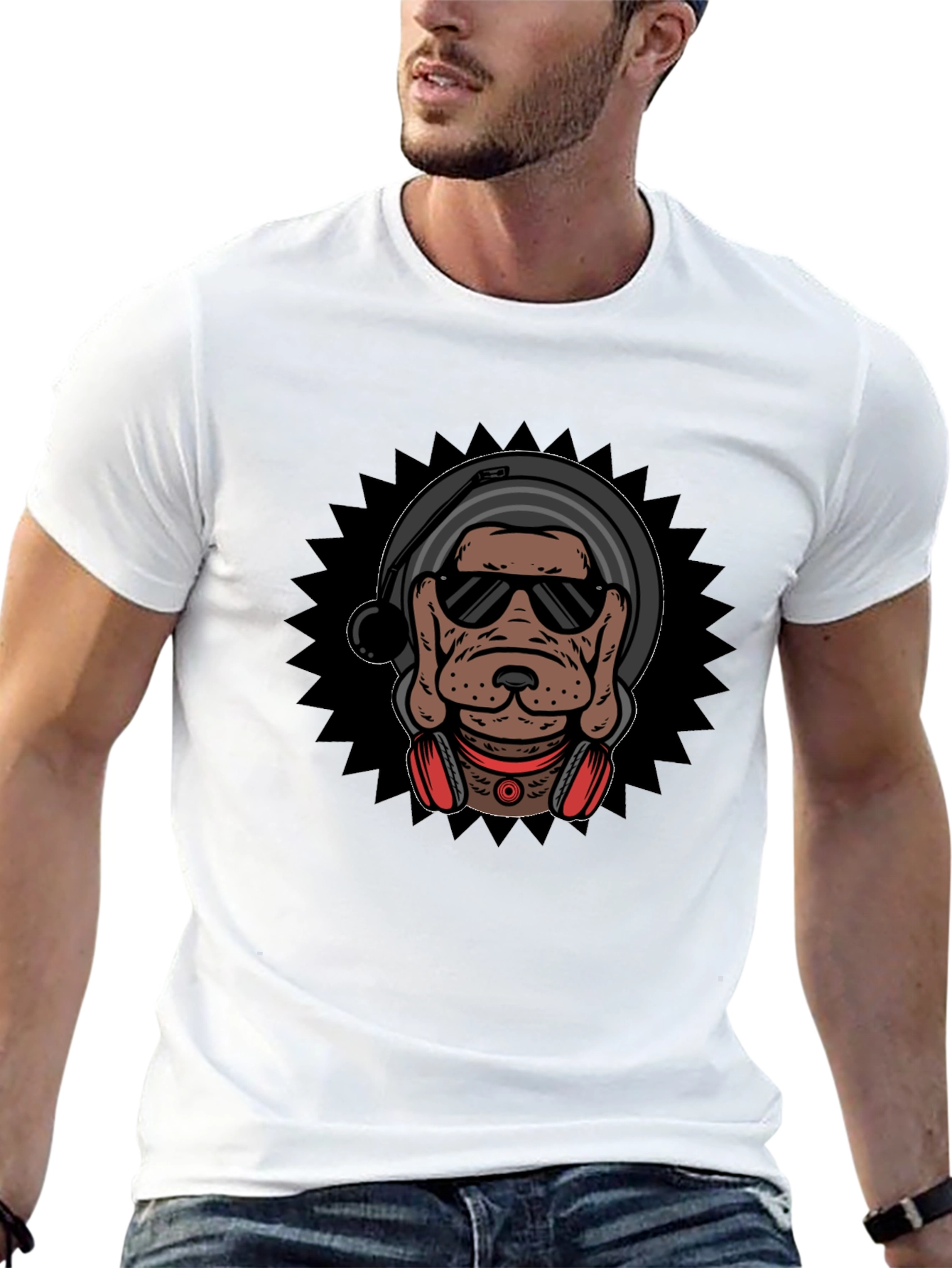 DJ Dog Graphic Tee - Cool Canine Style