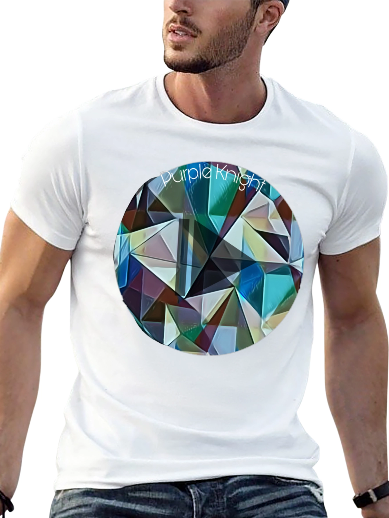 Purple Knight Geometric T-Shirt - Modern Artistic Design