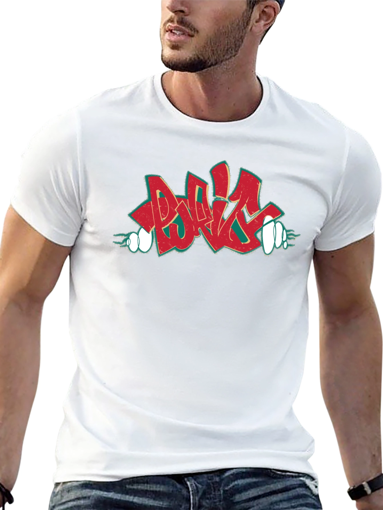 Retro Graffiti Style Graphic Print T-Shirt