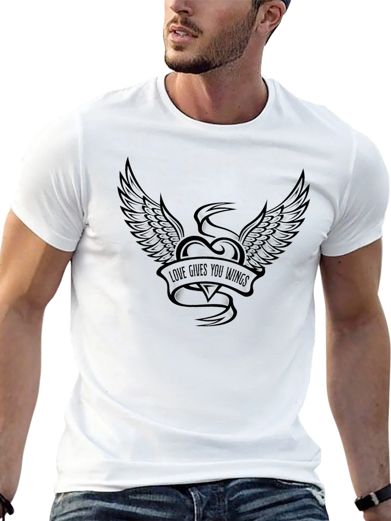 Love Gives You Wings Black Graphic Tee