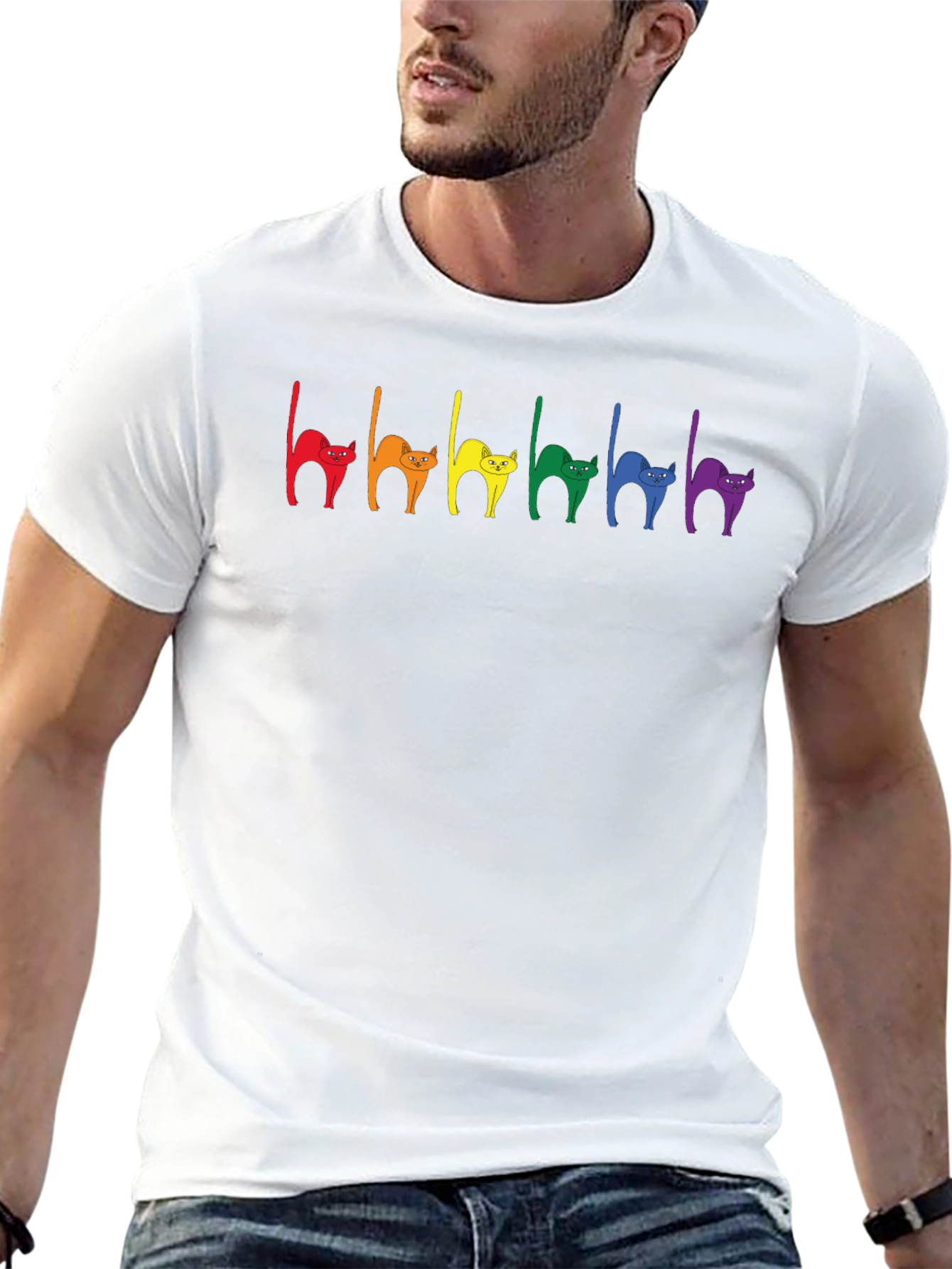 Rainbow Cat Pride T-Shirt - Black