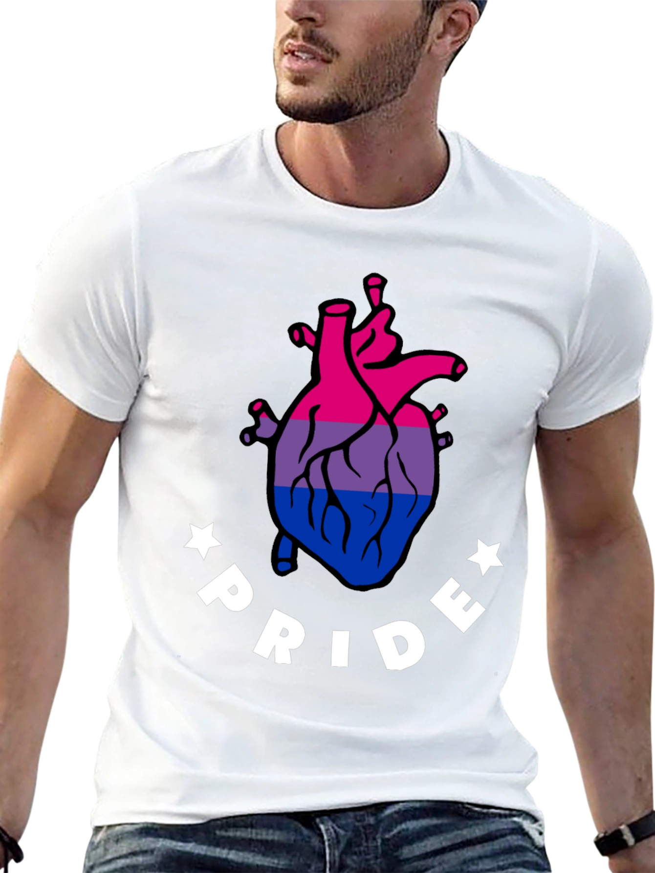Bisexual Pride Heart Graphic T-Shirt