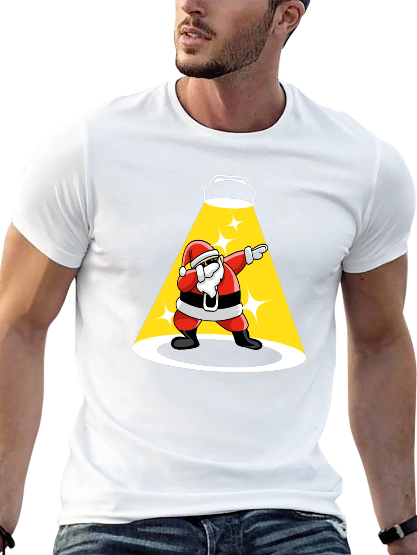 Santa Dabbing Spotlight Graphic T-Shirt