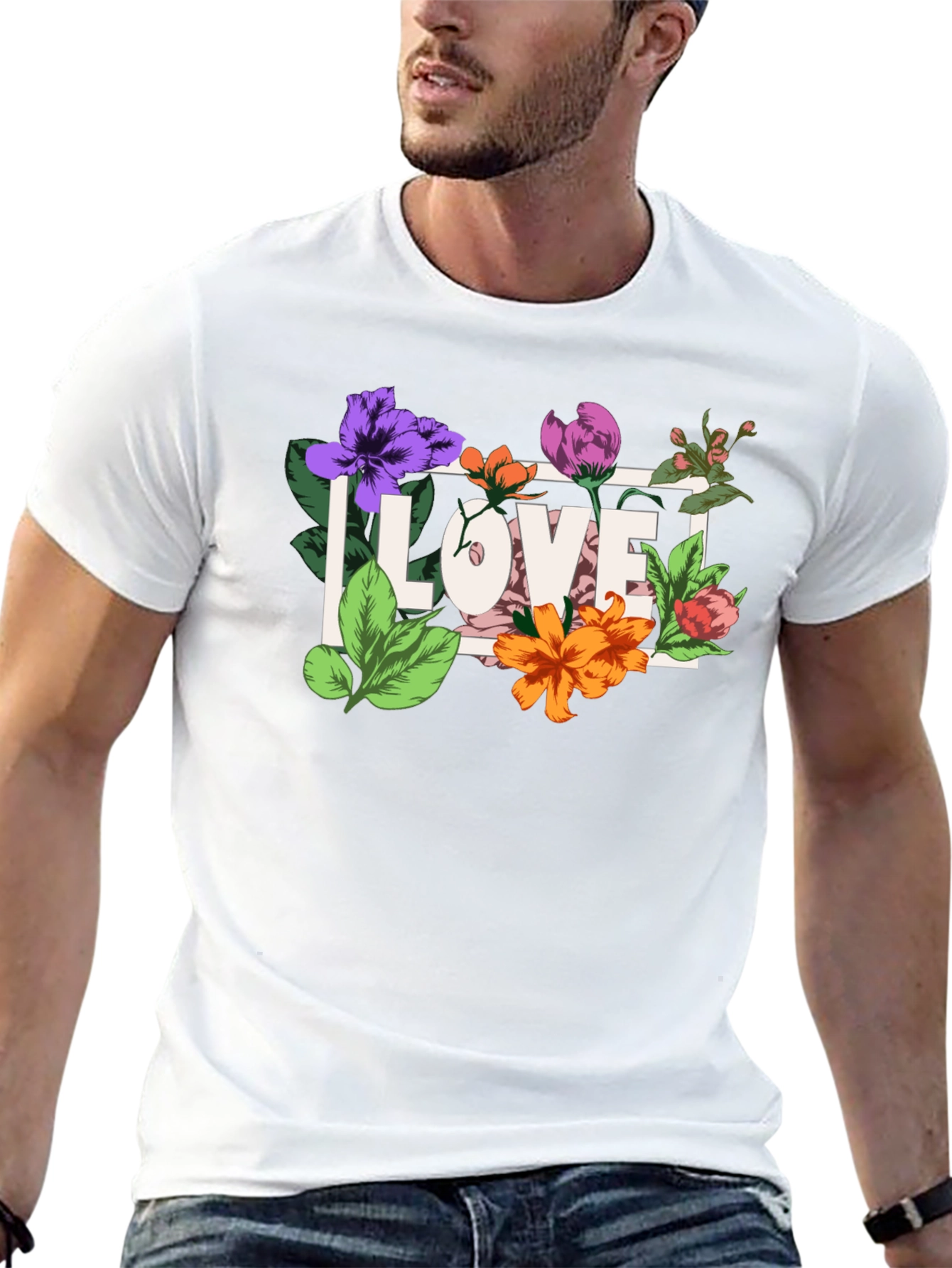 Floral Love Graphic Black T-Shirt