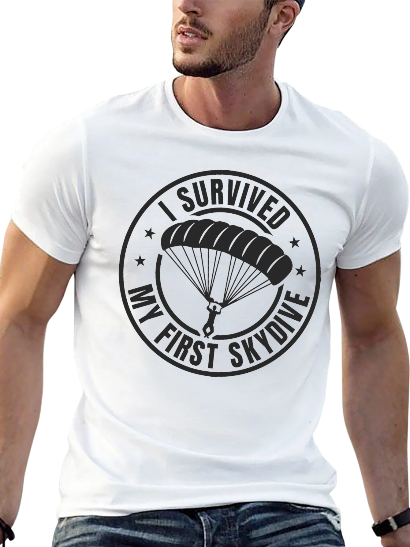 Skydiving Survivor T-Shirt - Black Cotton Tee