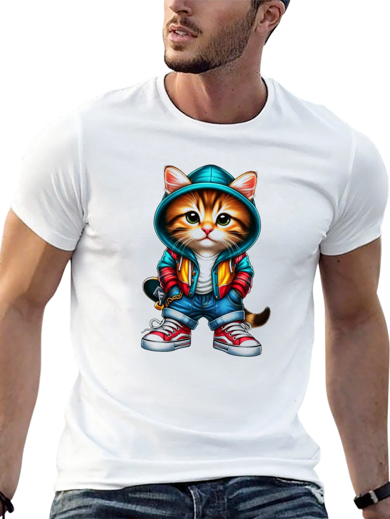 Cool Cat Graphic Tee - Skater Style