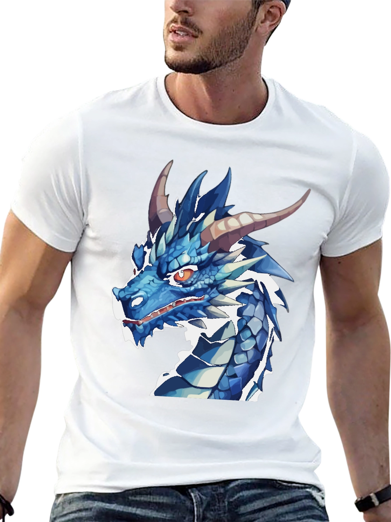 Blue Dragon Graphic T-Shirt - Fantasy Creature Tee