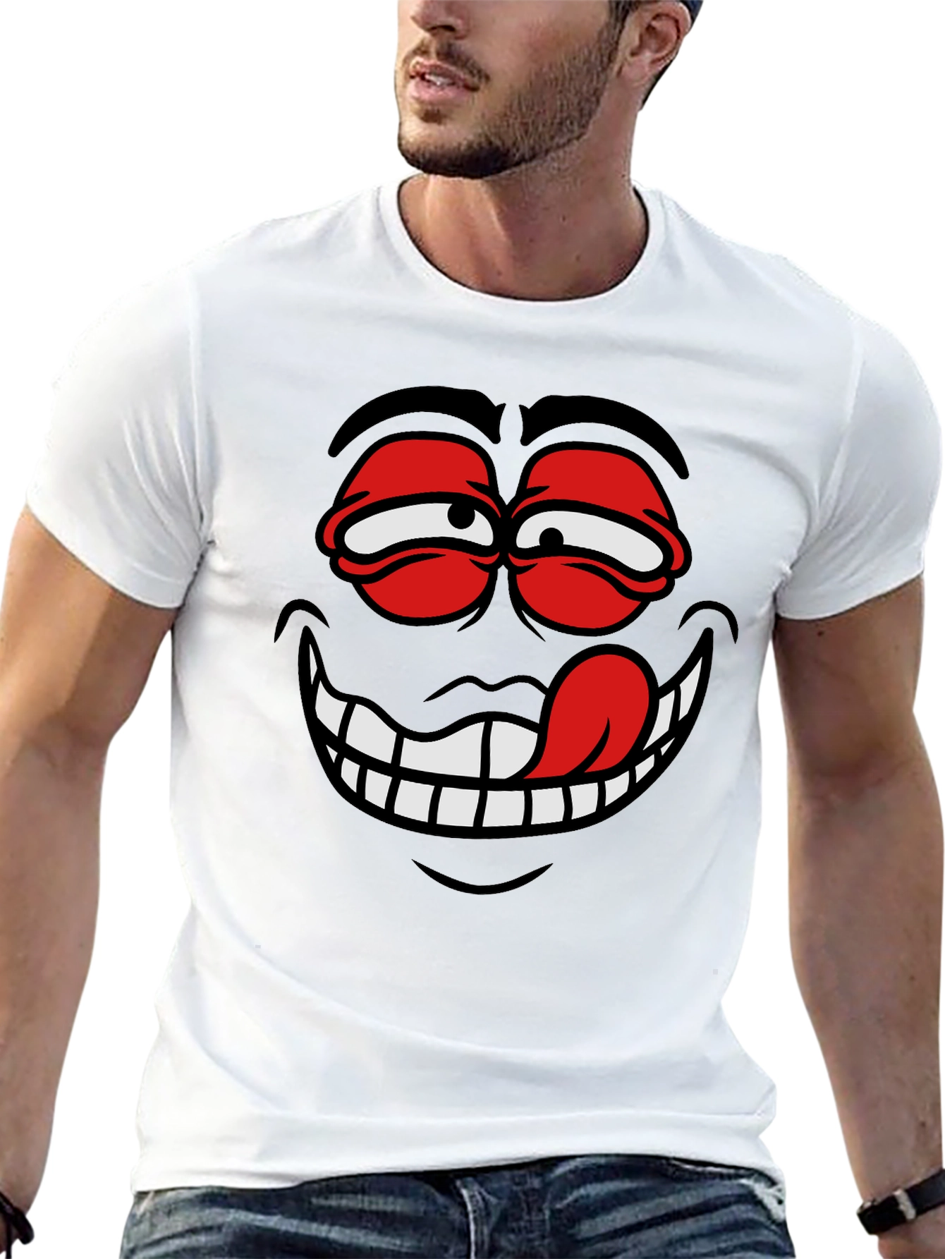 Cartoon Face Graphic Black T-Shirt