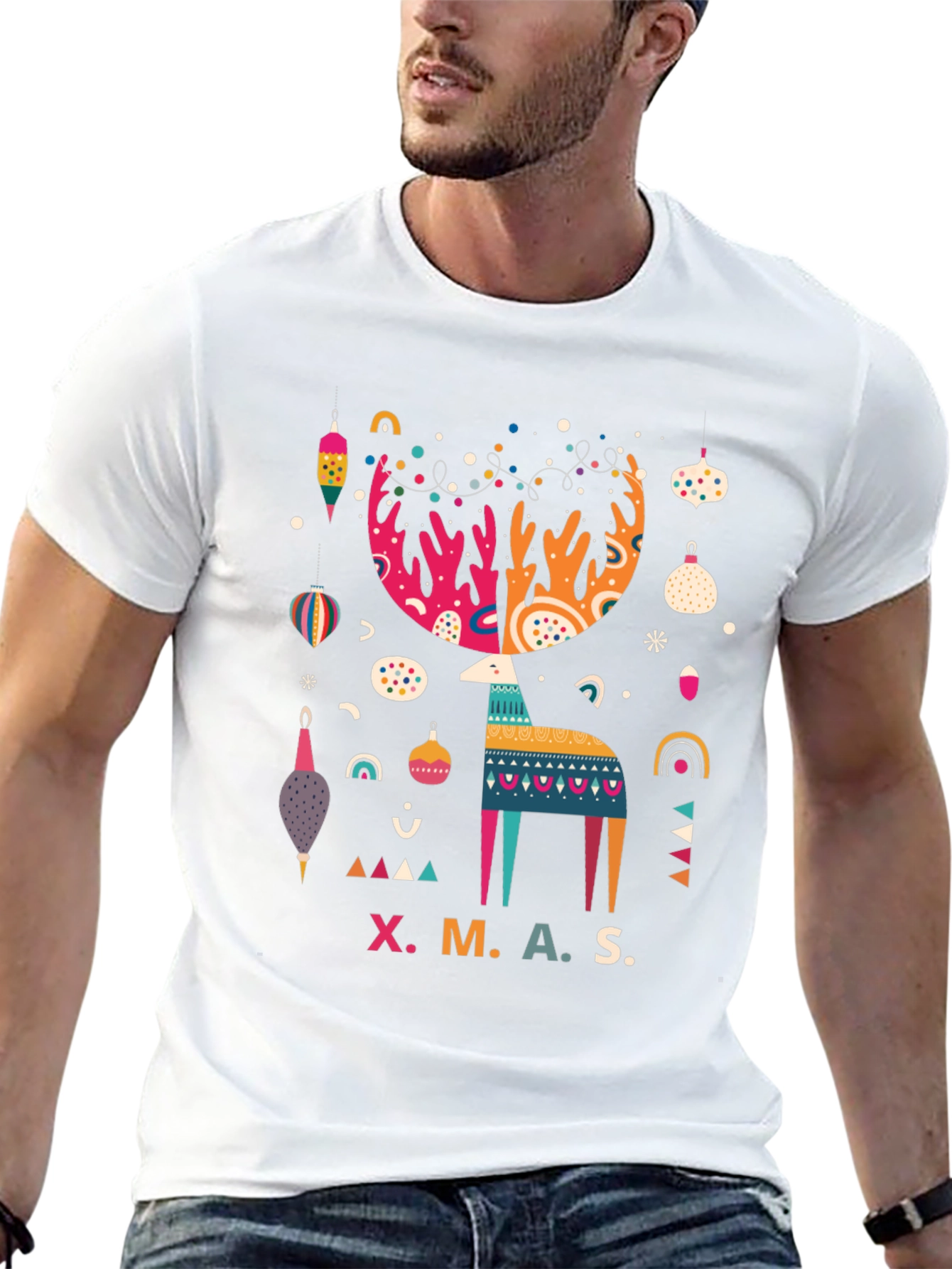 Festive XMAS Reindeer Graphic T-Shirt