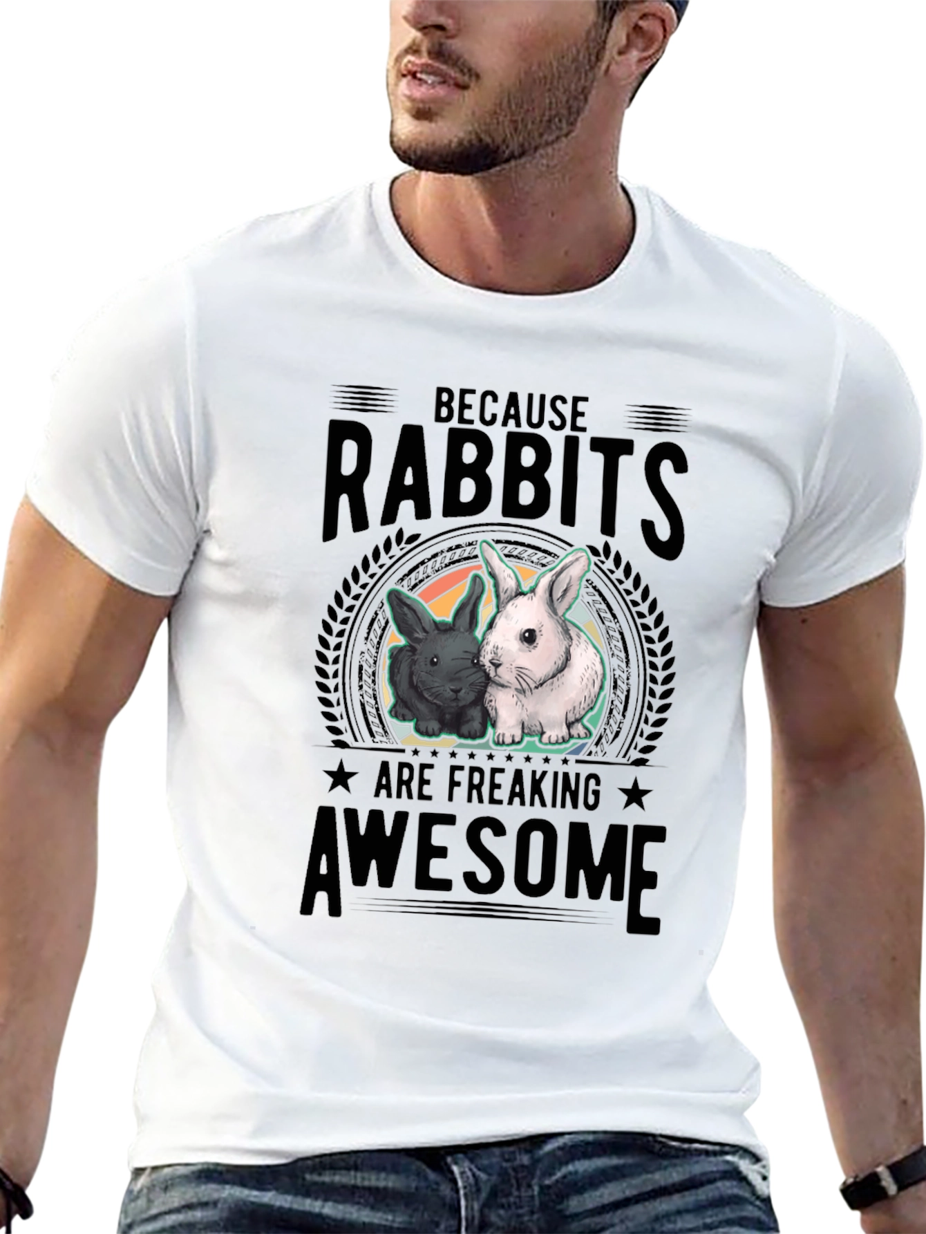 Rabbits Are Awesome Black T-Shirt