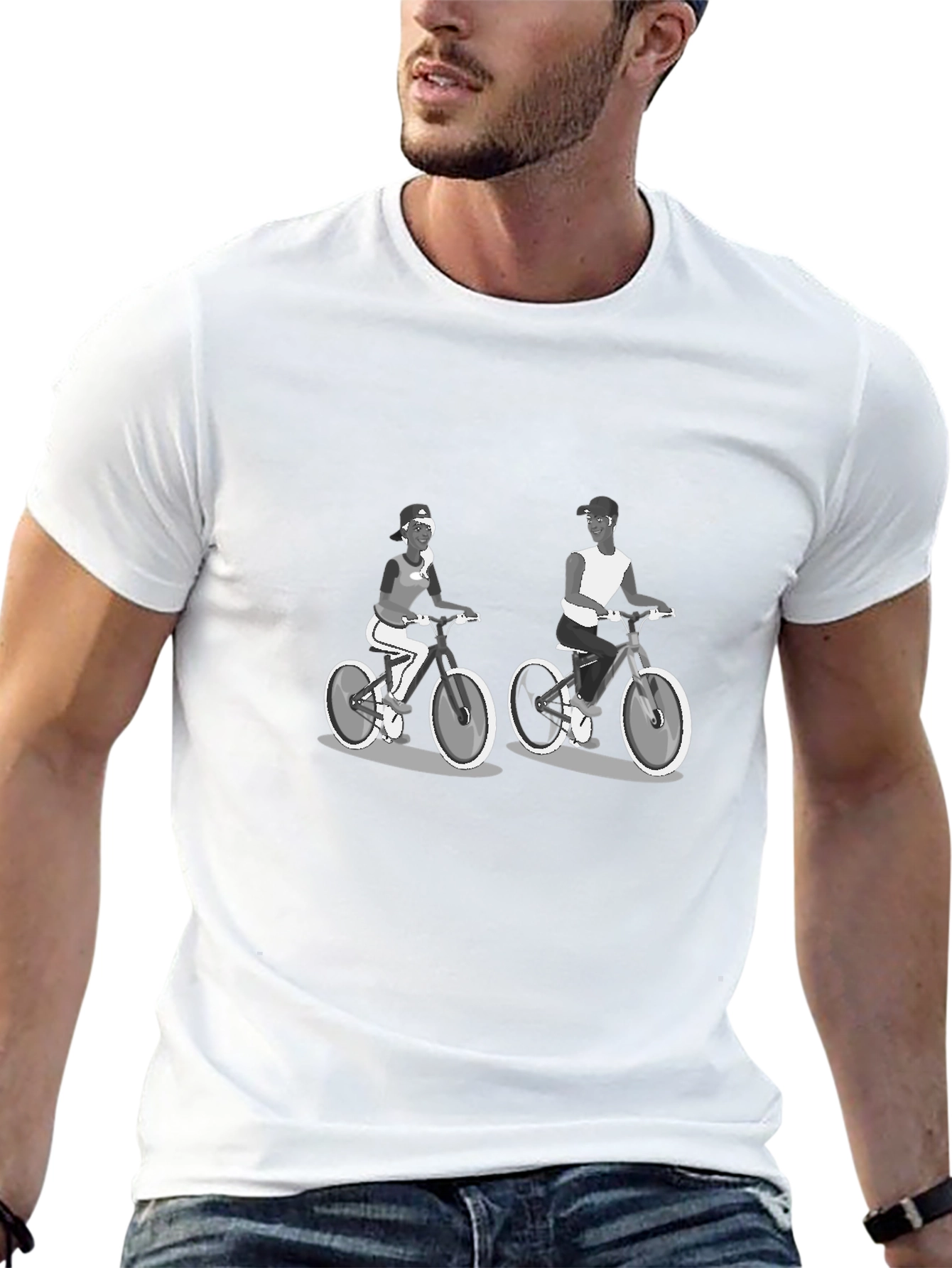 Cycling Couple Black T-Shirt