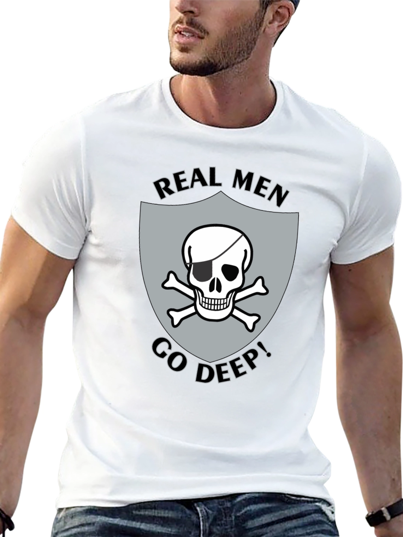 Real Men Go Deep Skull T-Shirt