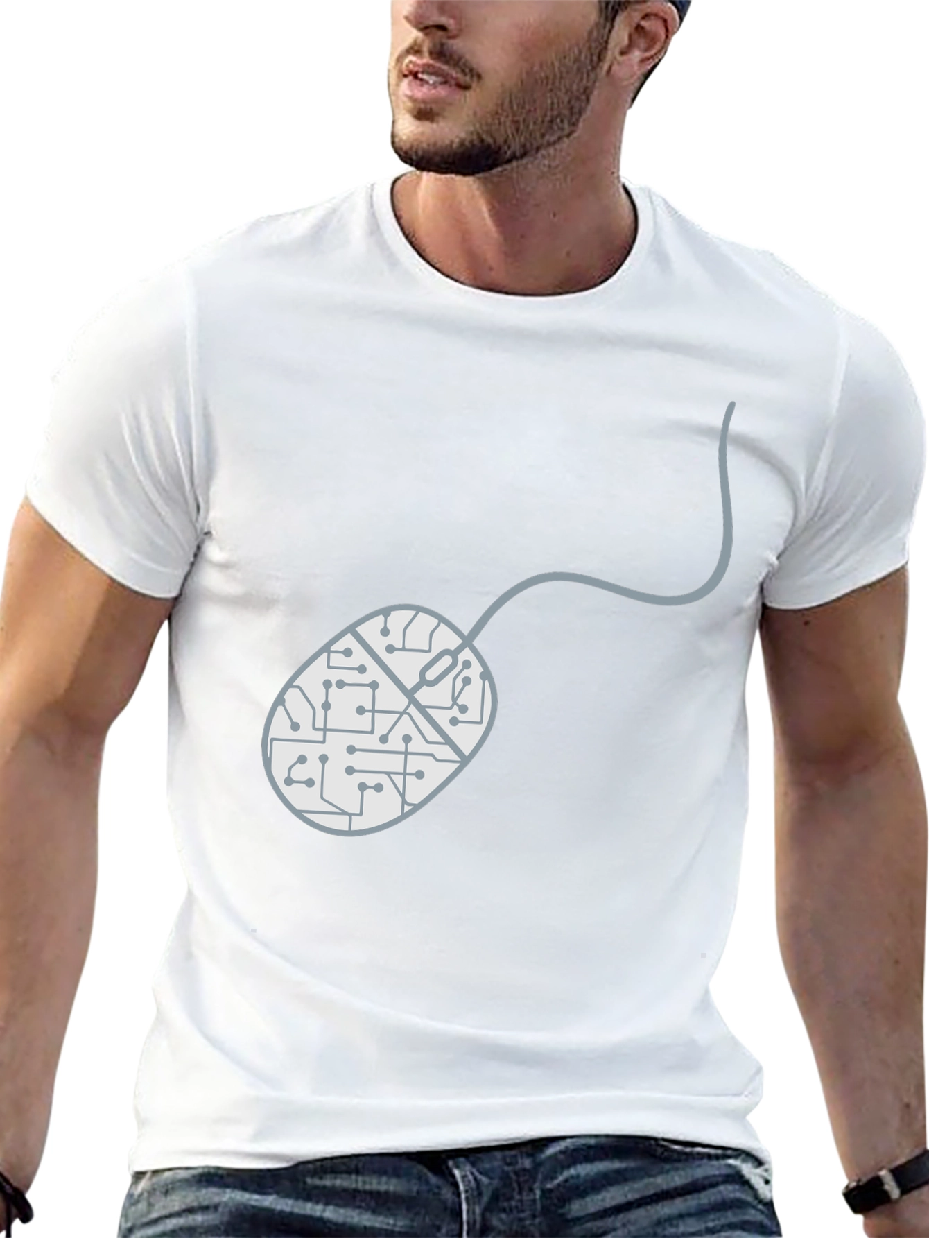 Circuit Mouse Graphic Tee - Black Cotton T-Shirt
