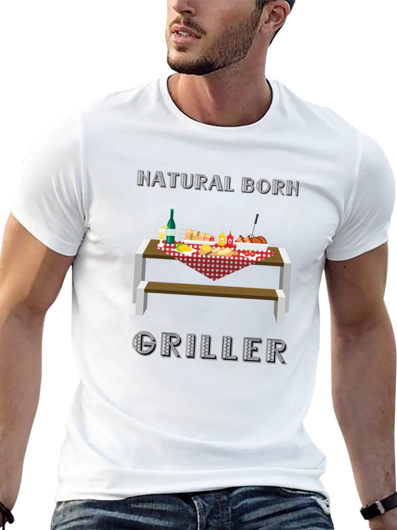 Natural Born Griller T-Shirt - BBQ Picnic Design