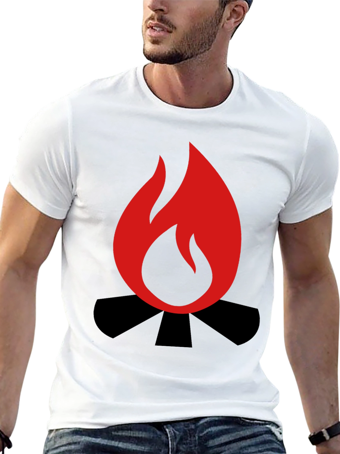Campfire Graphic Tee - Black Cotton Blend Shirt