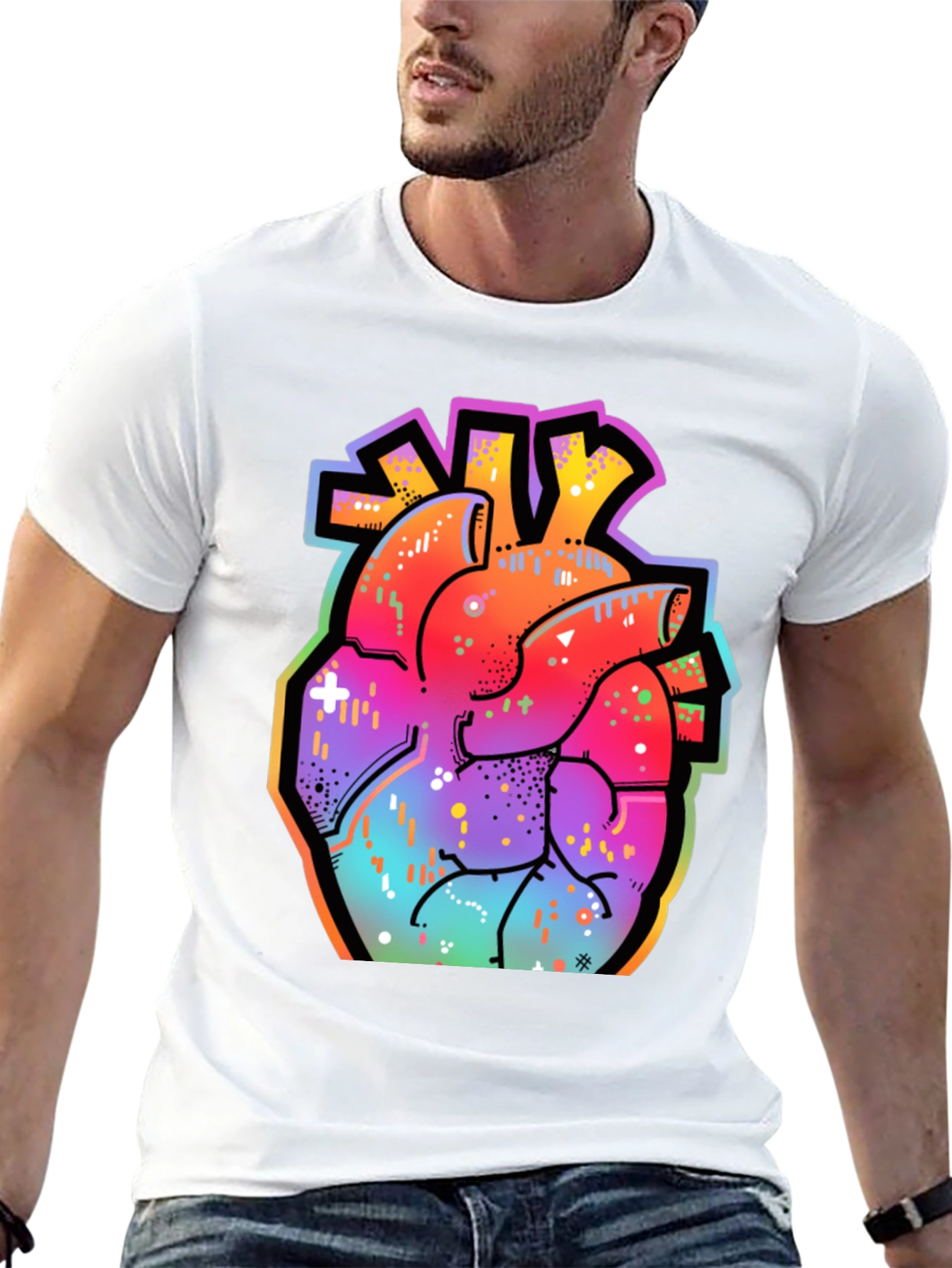 Vibrant Anatomical Heart Graphic Tee - Streetwear Style