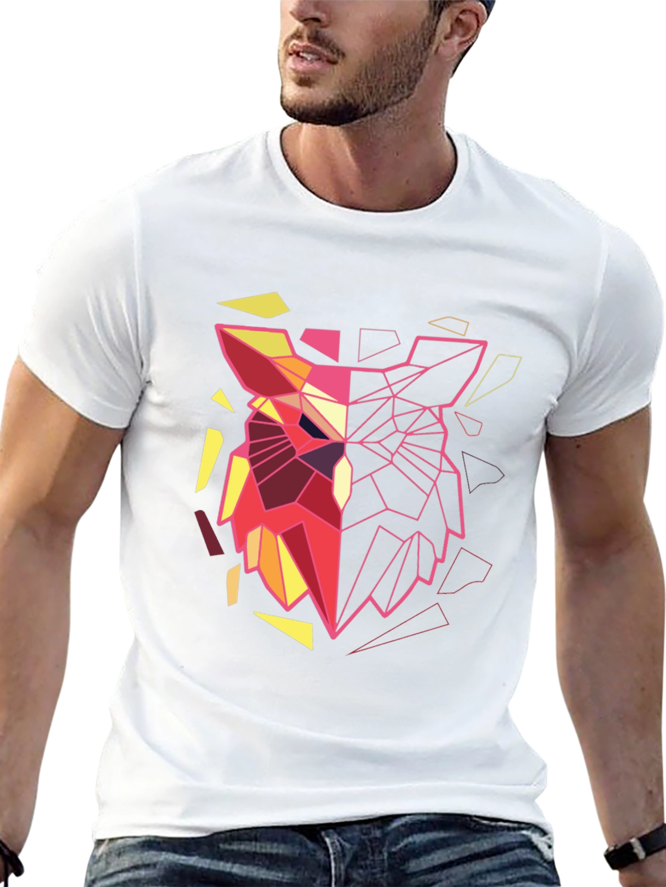 Geometric Owl Graphic Tee - Modern Art Shirt
