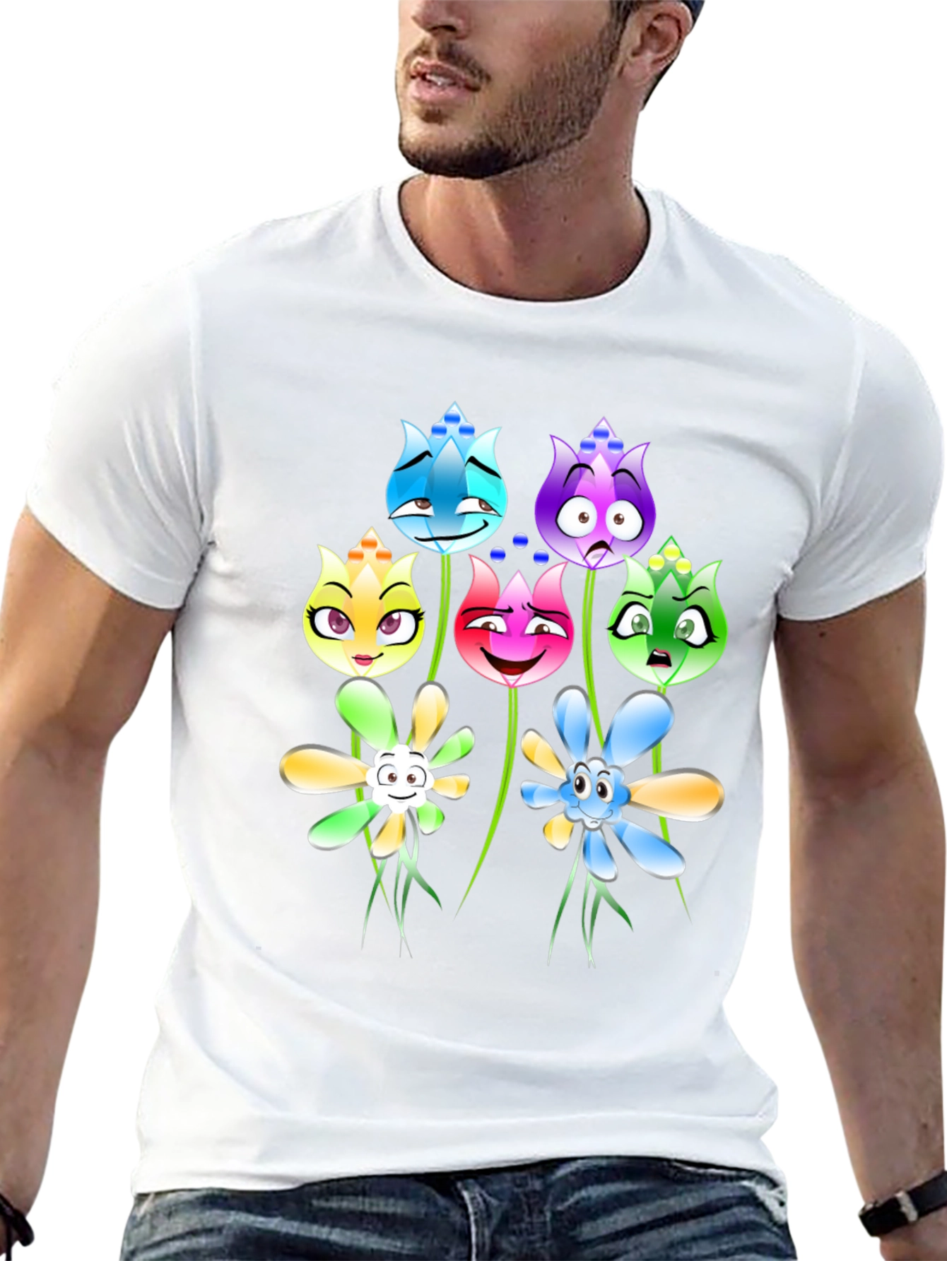 Cartoon Flower Graphic T-Shirt