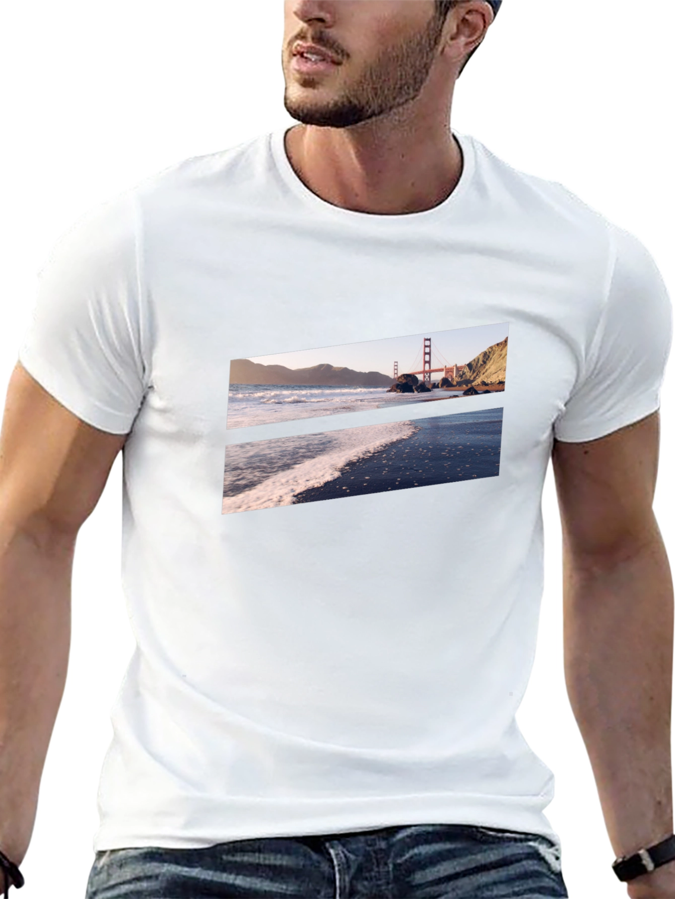 Golden Gate Beach Black Tee