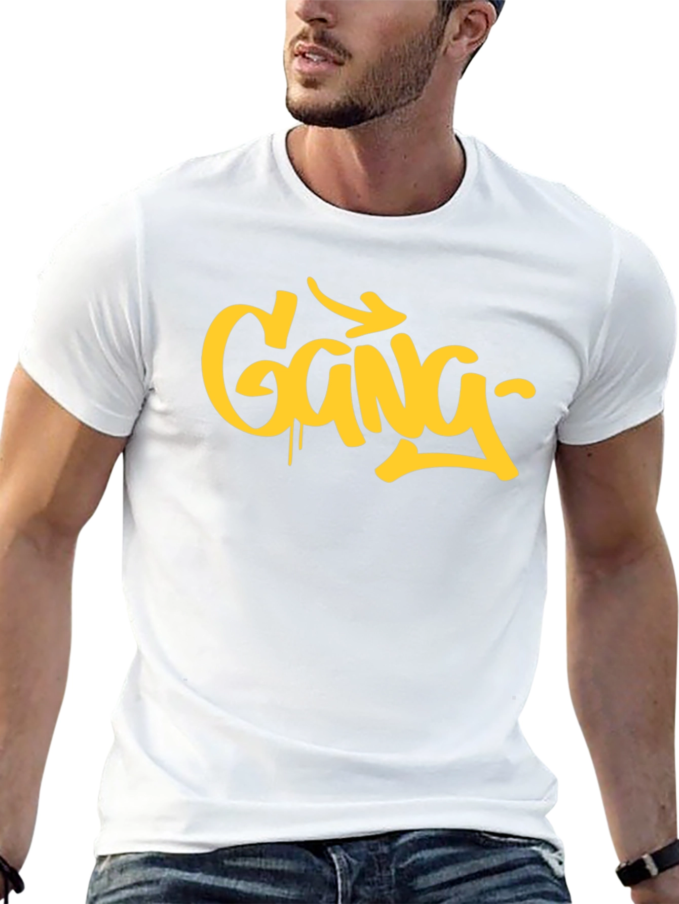 Urban Style Gang Graphic Print Black T-Shirt