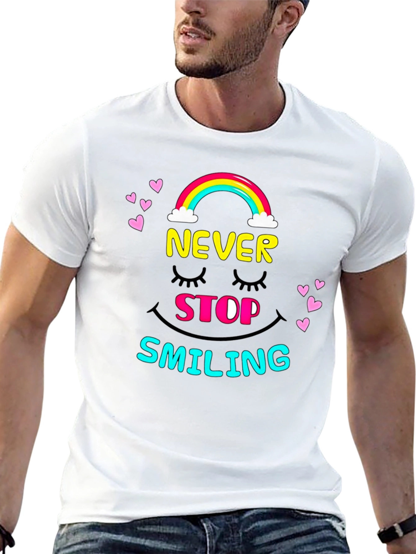 Never Stop Smiling Graphic Tee - Black