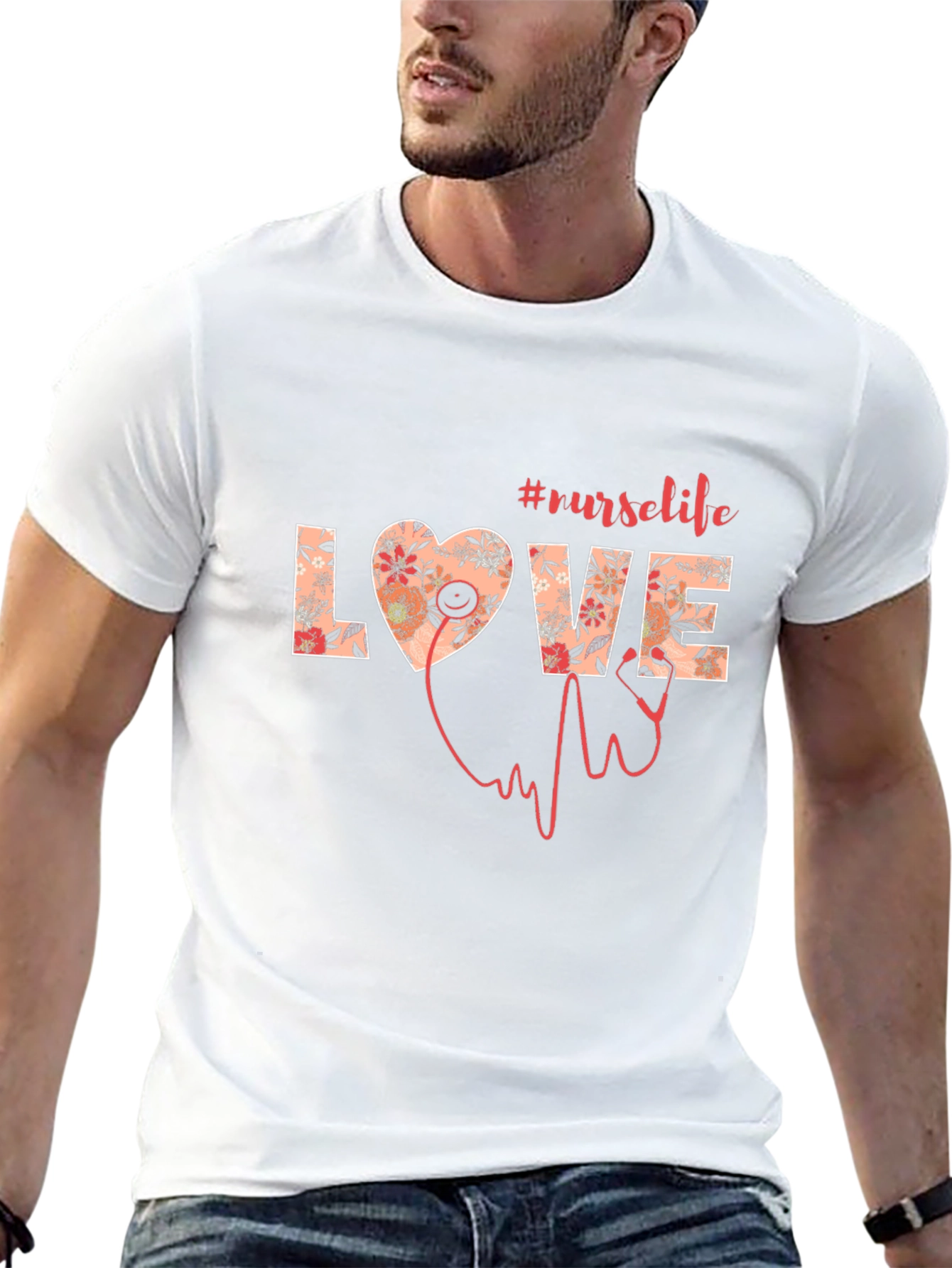 Nurse Life Floral Graphic T-Shirt