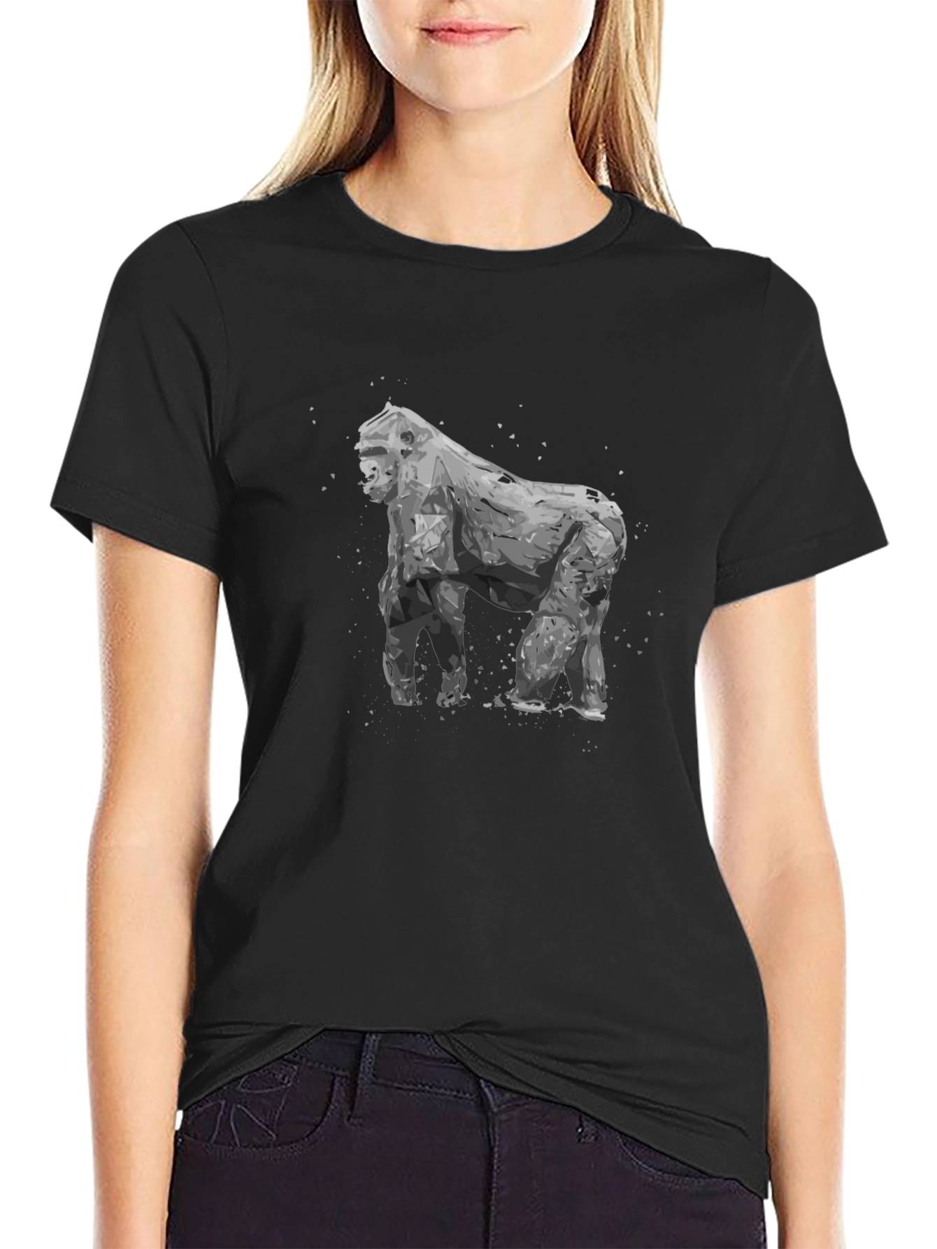 Geometric Gorilla Graphic Tee - Mens Black T-Shirt