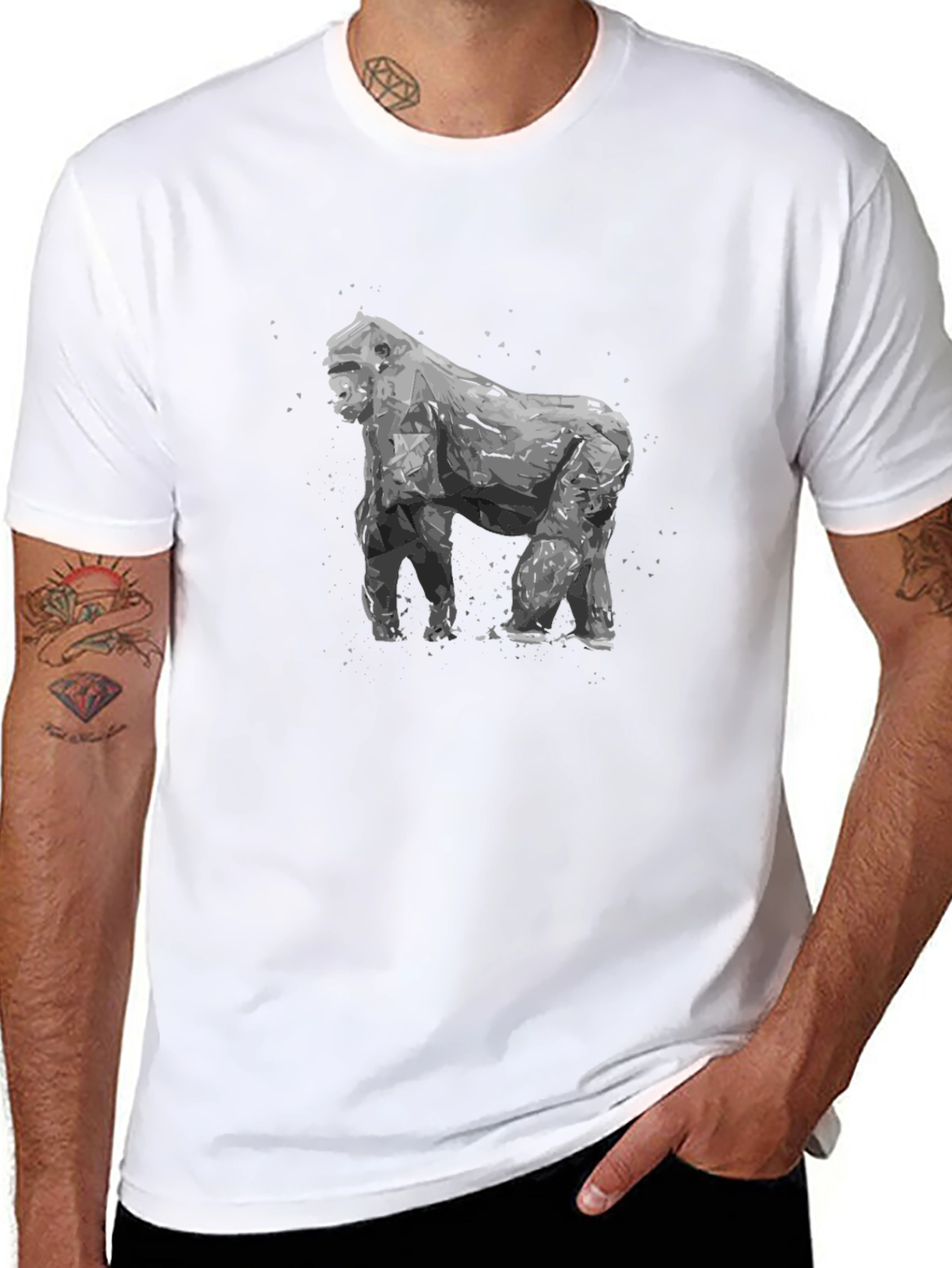 Geometric Gorilla Graphic Tee - Mens Black T-Shirt
