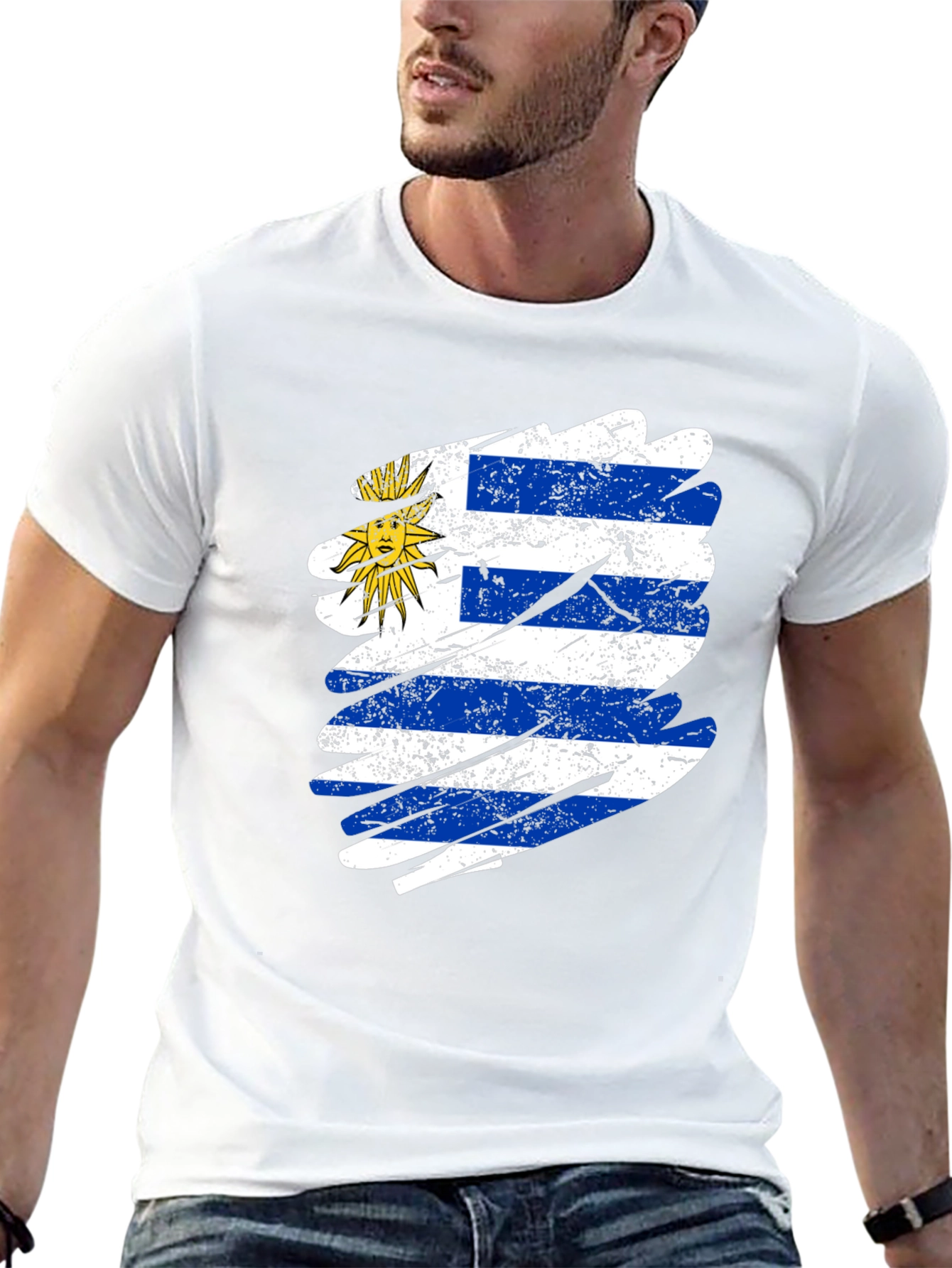 Uruguay Flag Distressed T-Shirt
