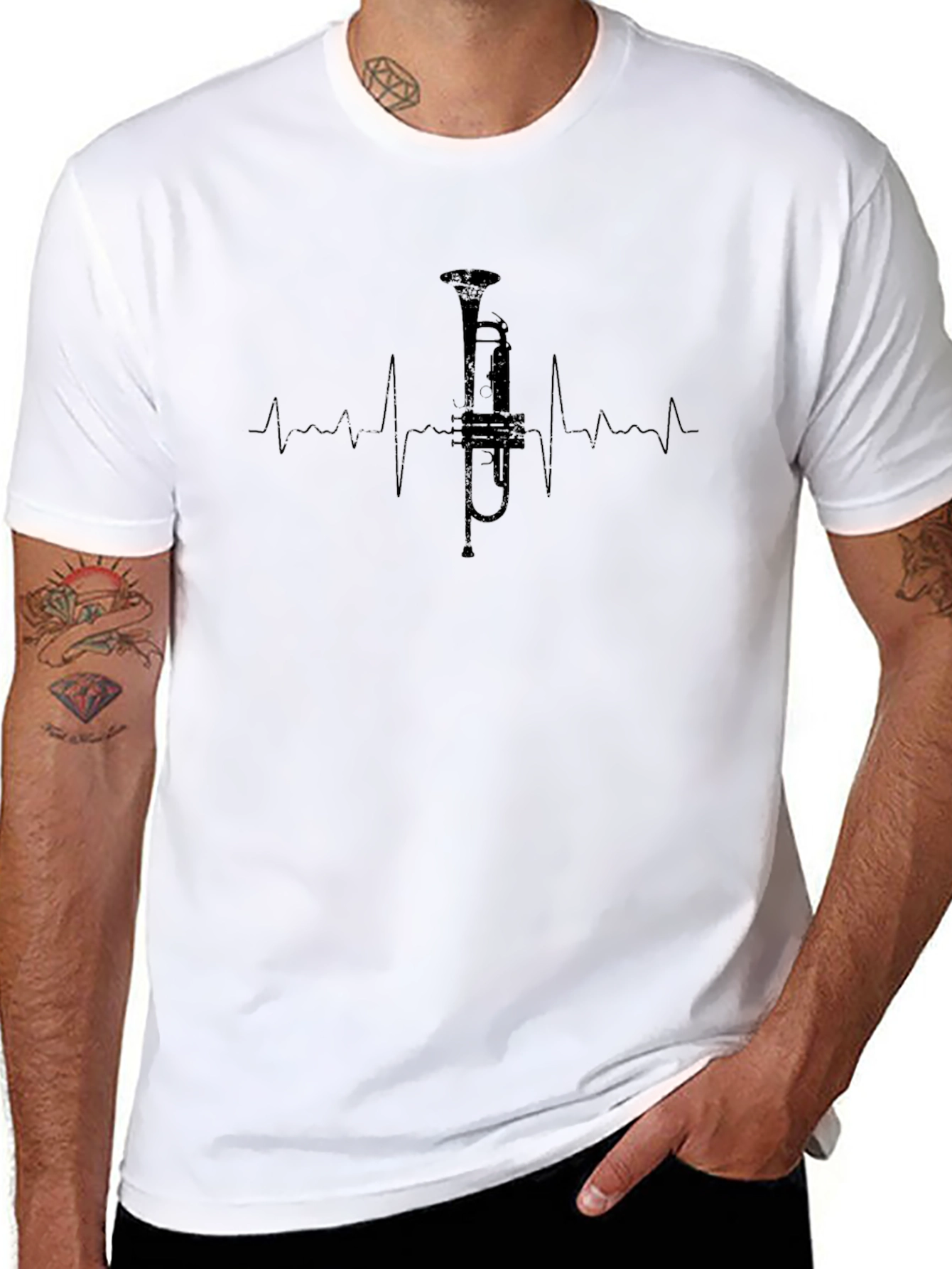 Trumpet Heartbeat T-Shirt - Music Lover Tee