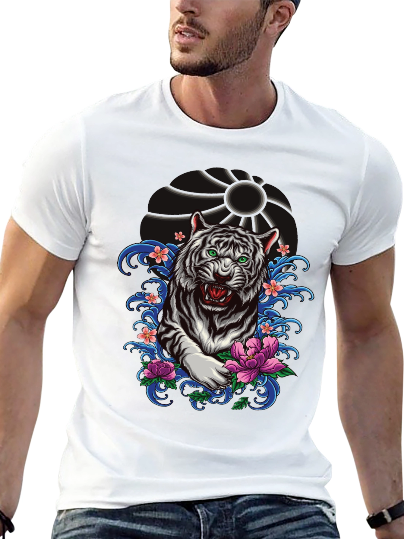 Tiger Graphic Tee - Black Short Sleeve Shirt