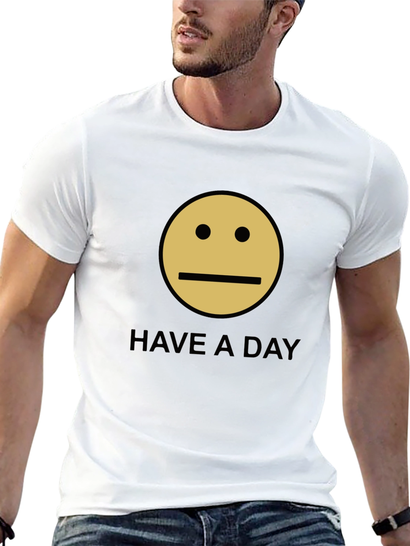 Have A Day Smiley Face Graphic Tee - Black