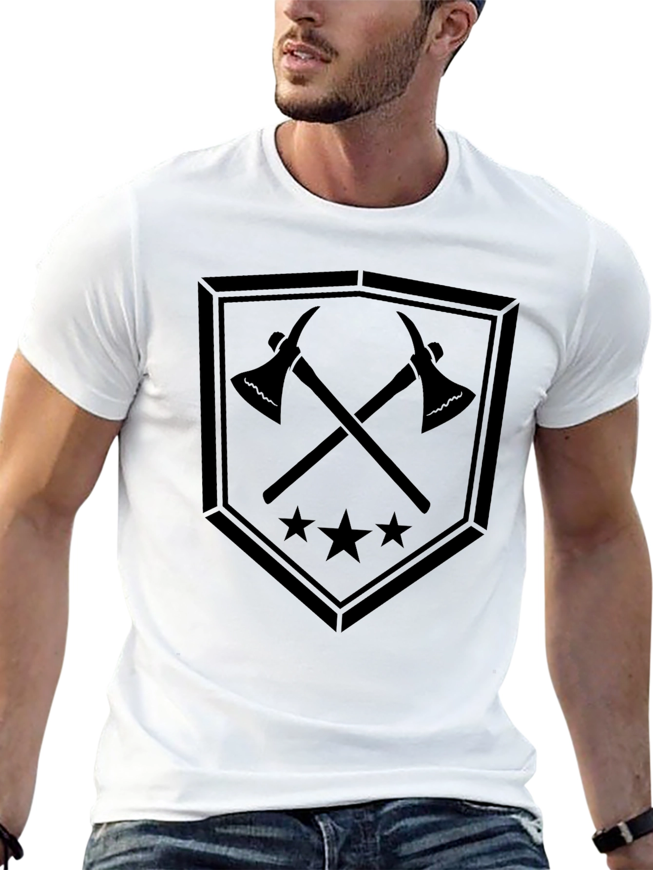 Axe & Stars Shield Graphic Tee - Black