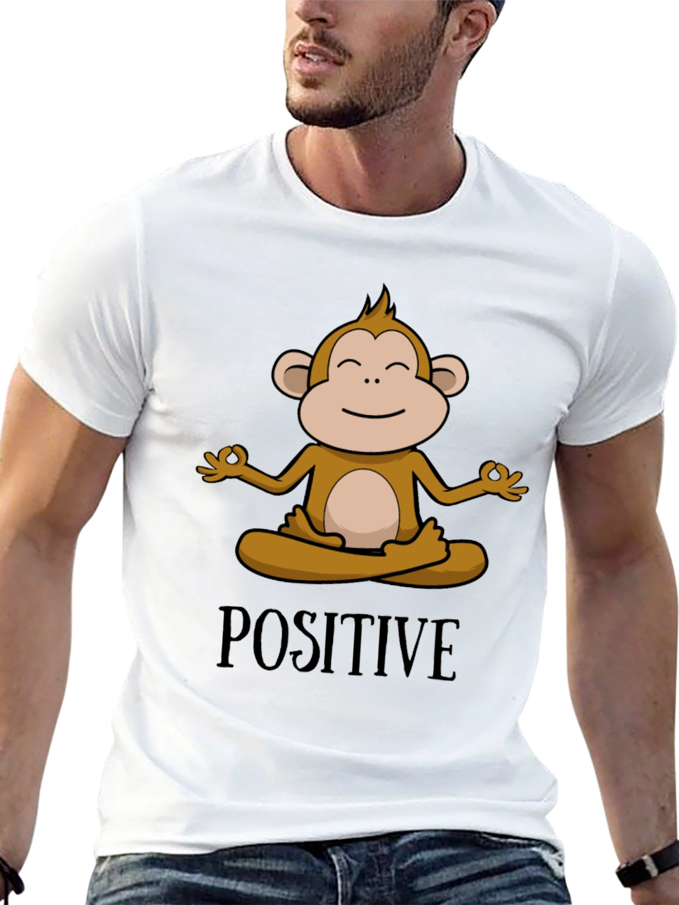 Positive Monkey Meditation Graphic Tee
