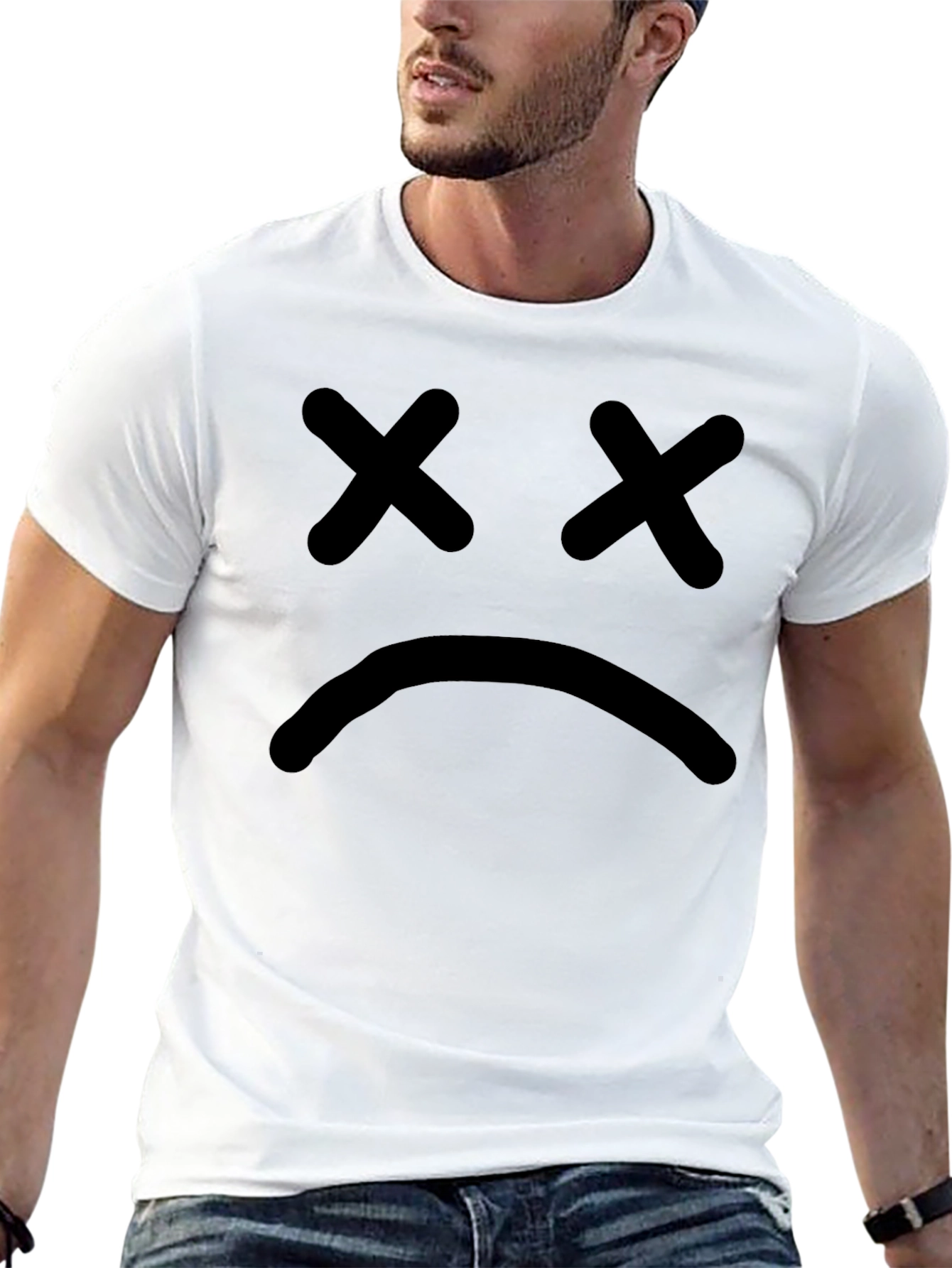 Sad Face Graphic Tee - Unisex Black T-Shirt
