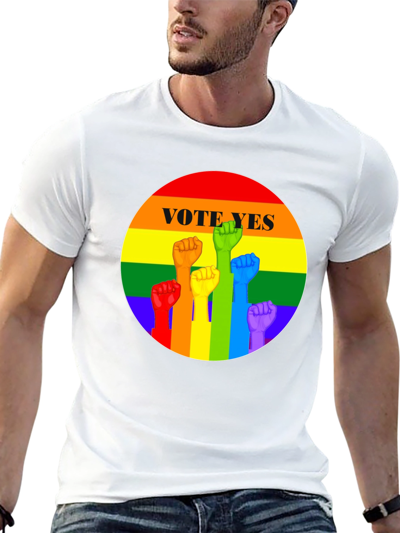 Vote Yes Pride Fist T-Shirt - LGBTQ+ Equality