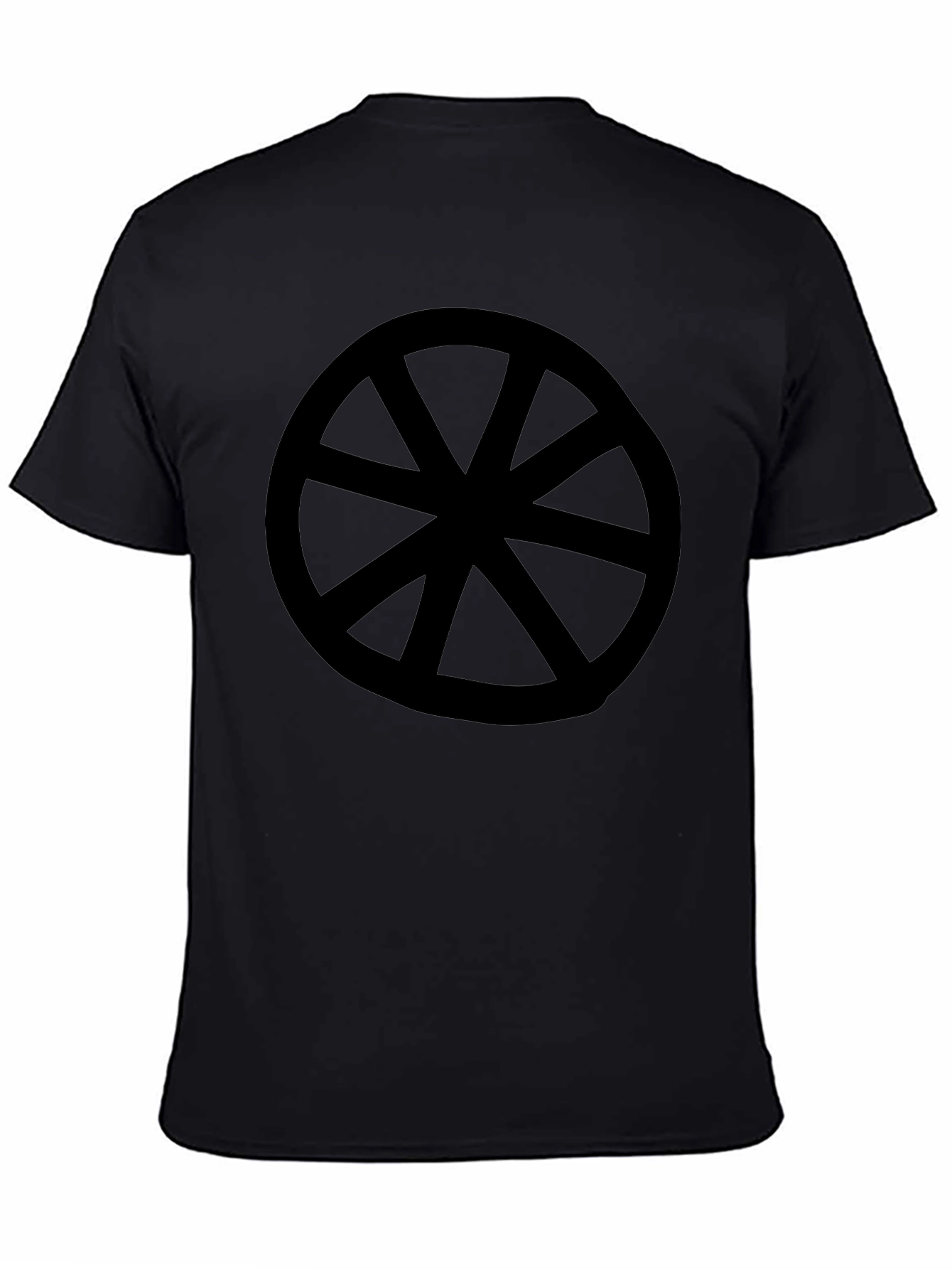 Black T-Shirt with Wheel Design