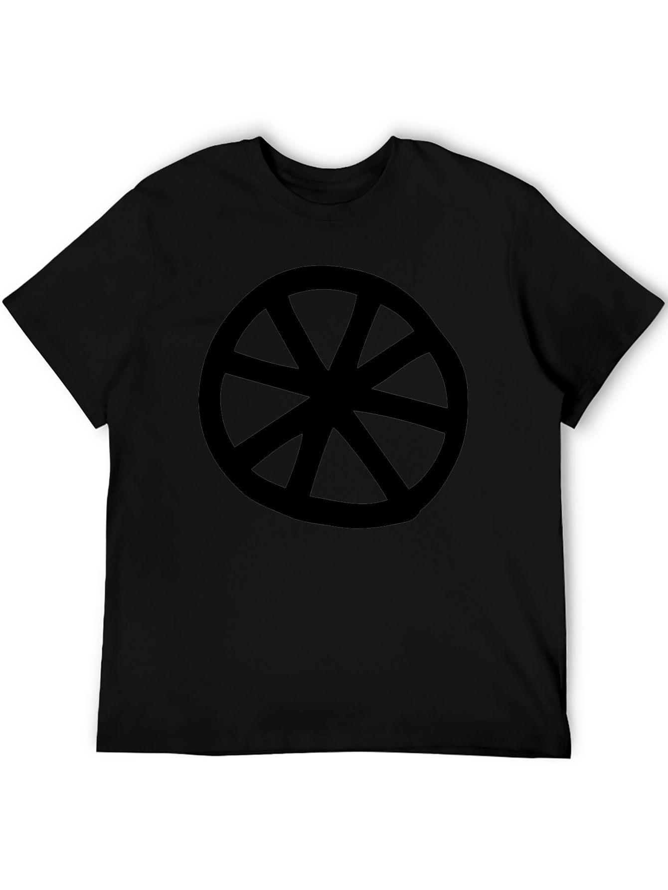Black T-Shirt with Wheel Design