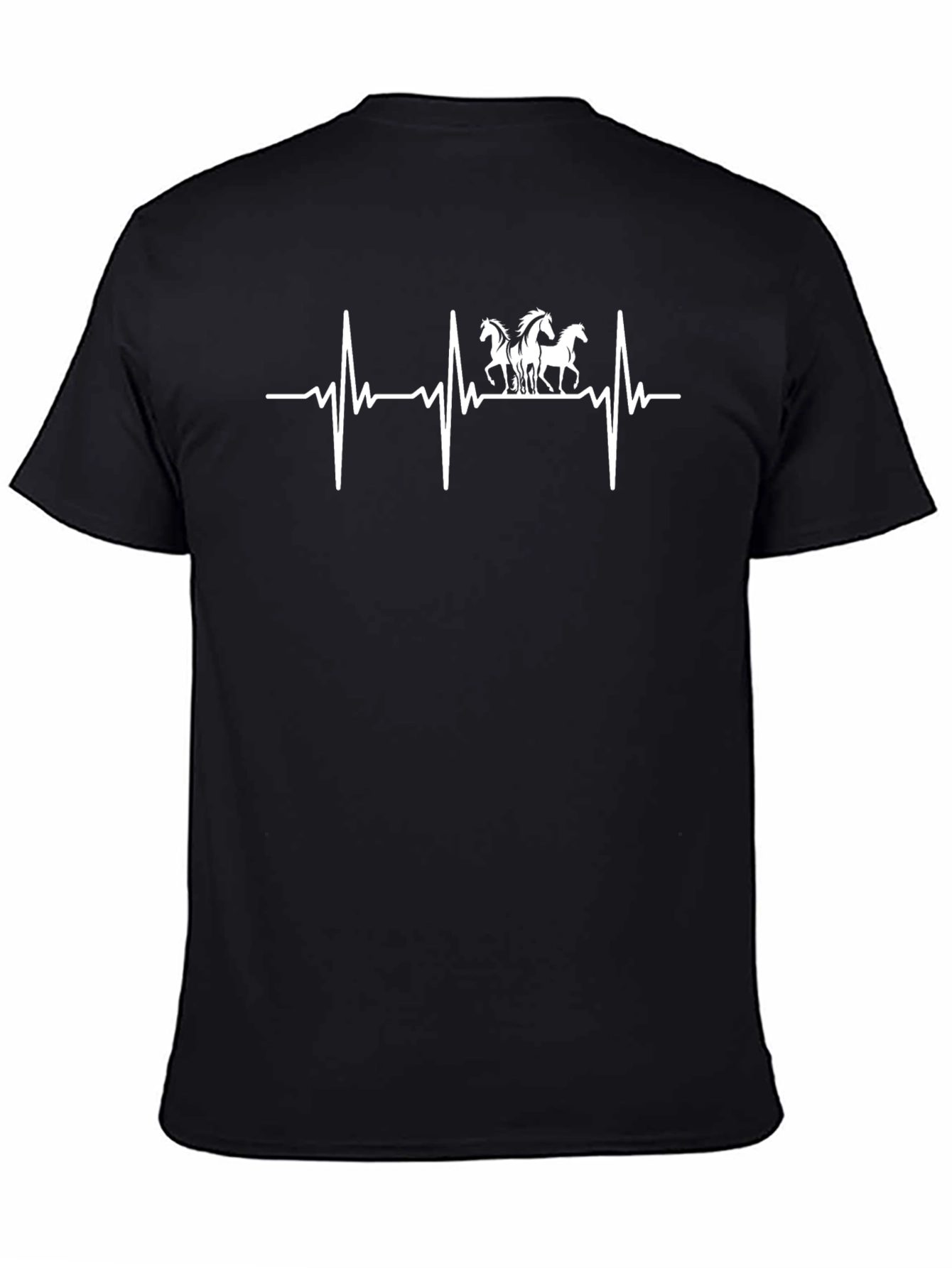 Horse Lover Heartbeat T-Shirt - Black