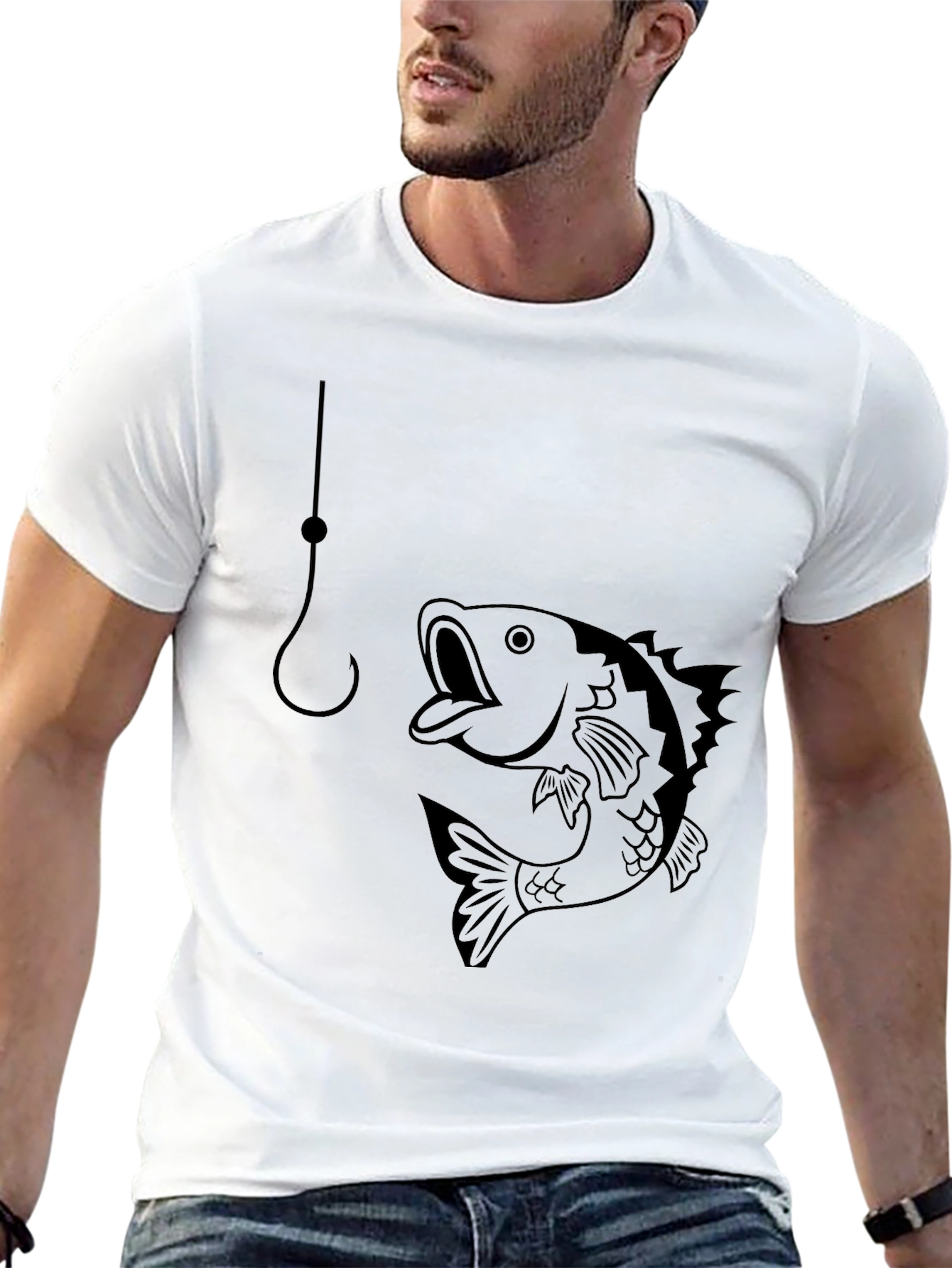 Fishing T-Shirt: Hooked Fish Design