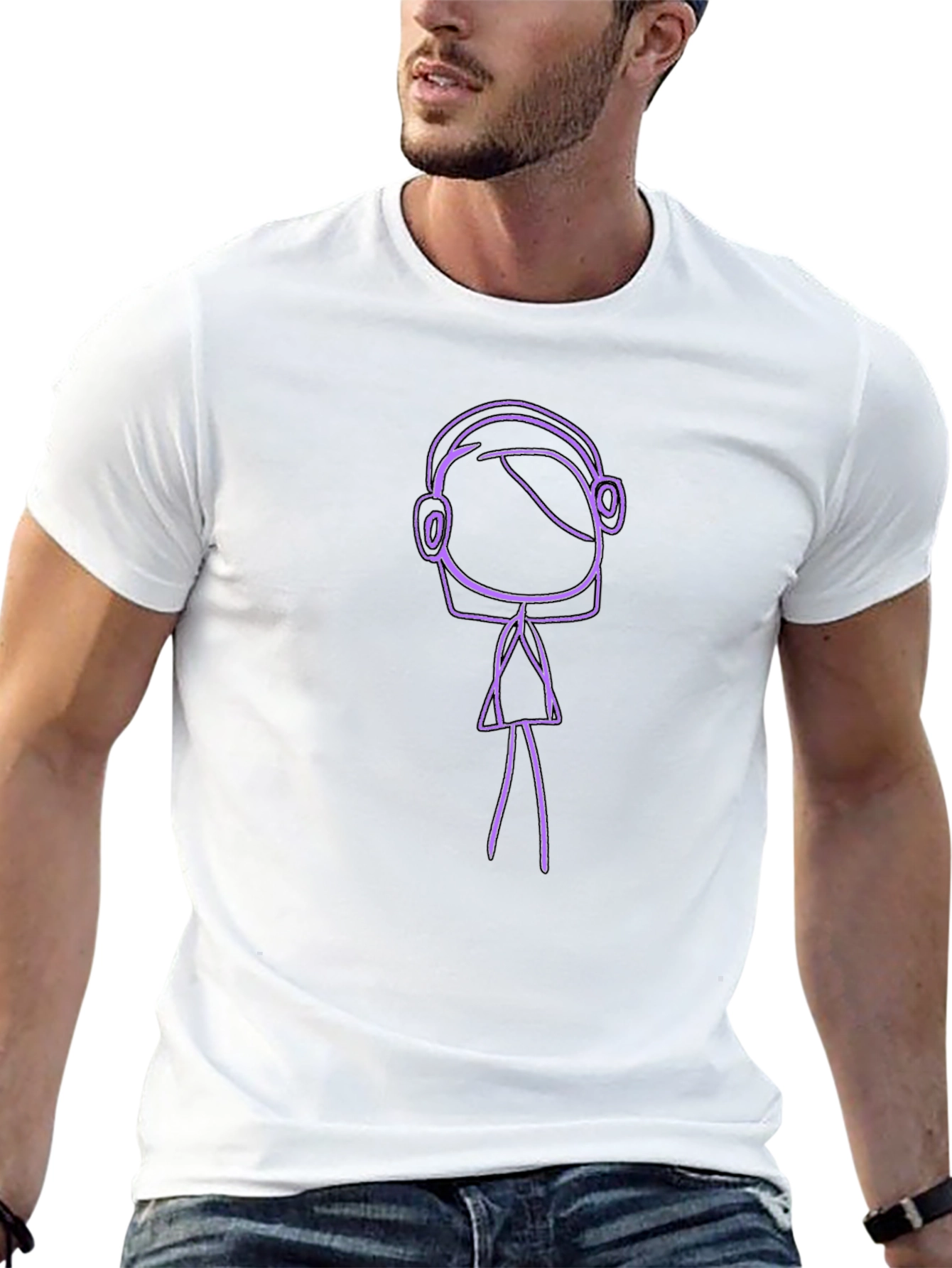 Stick Figure DJ Black T-Shirt