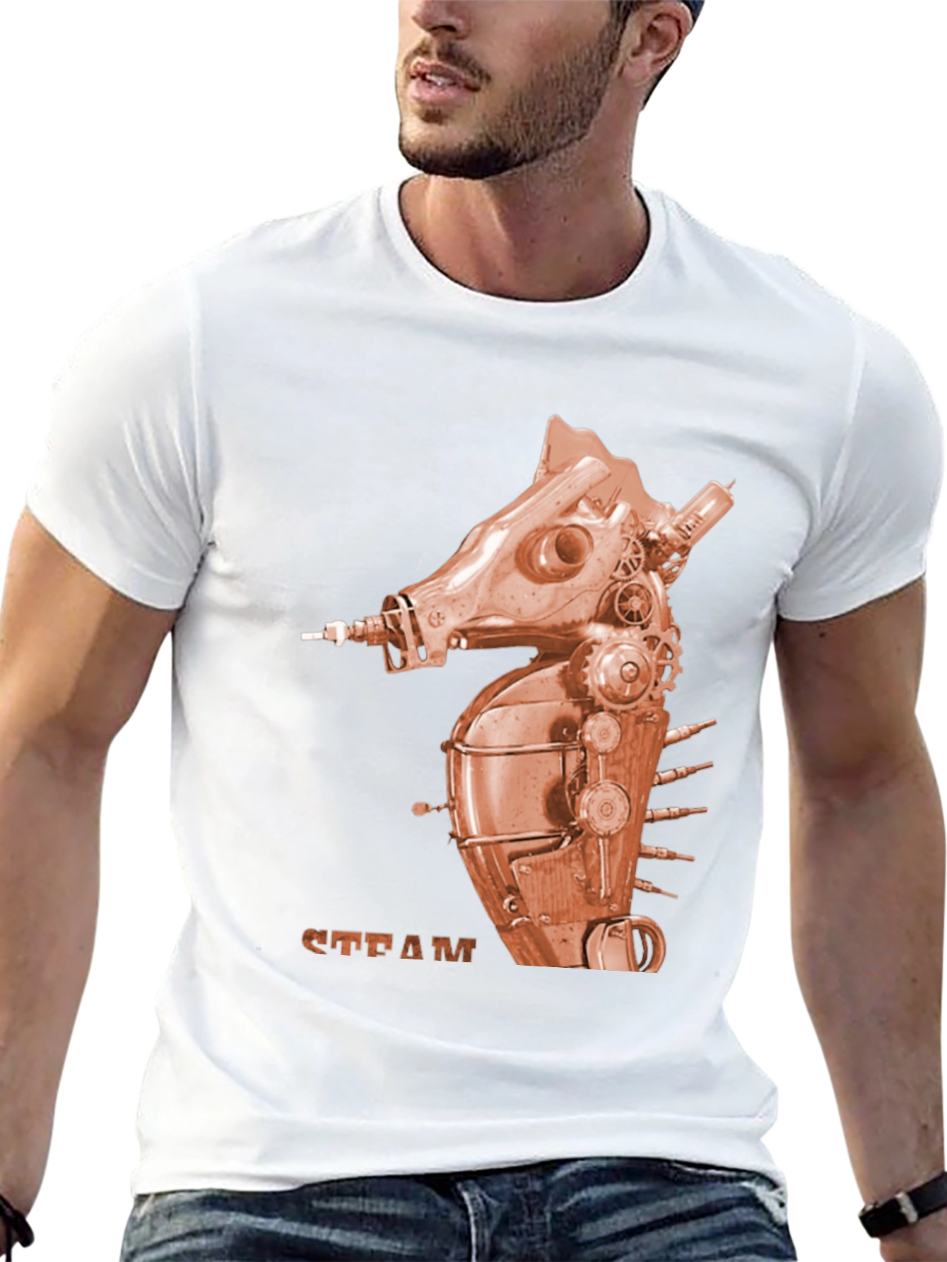 Steampunk Seahorse Graphic Tee - Unique Design