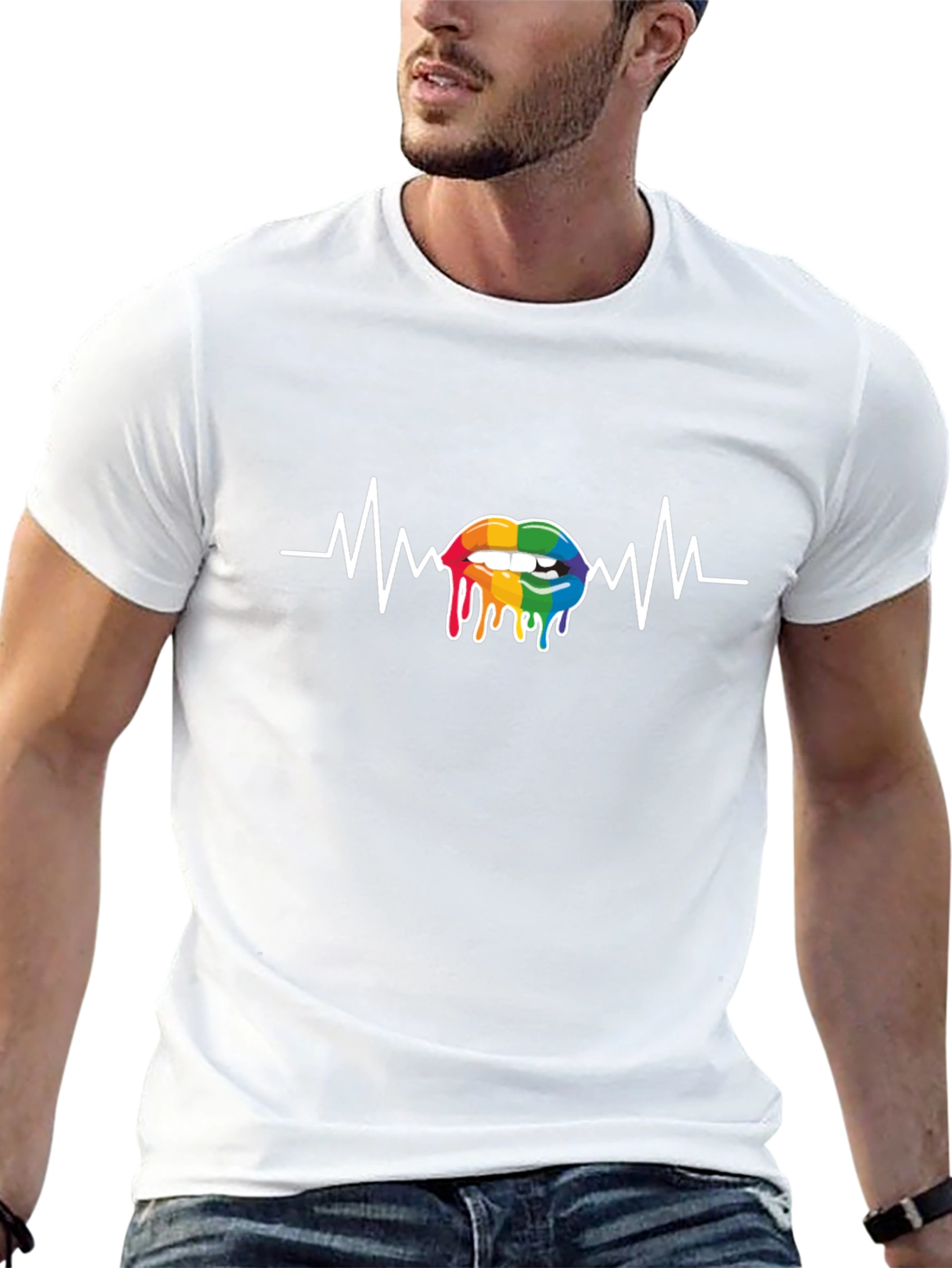 Rainbow Lips Heartbeat T-Shirt