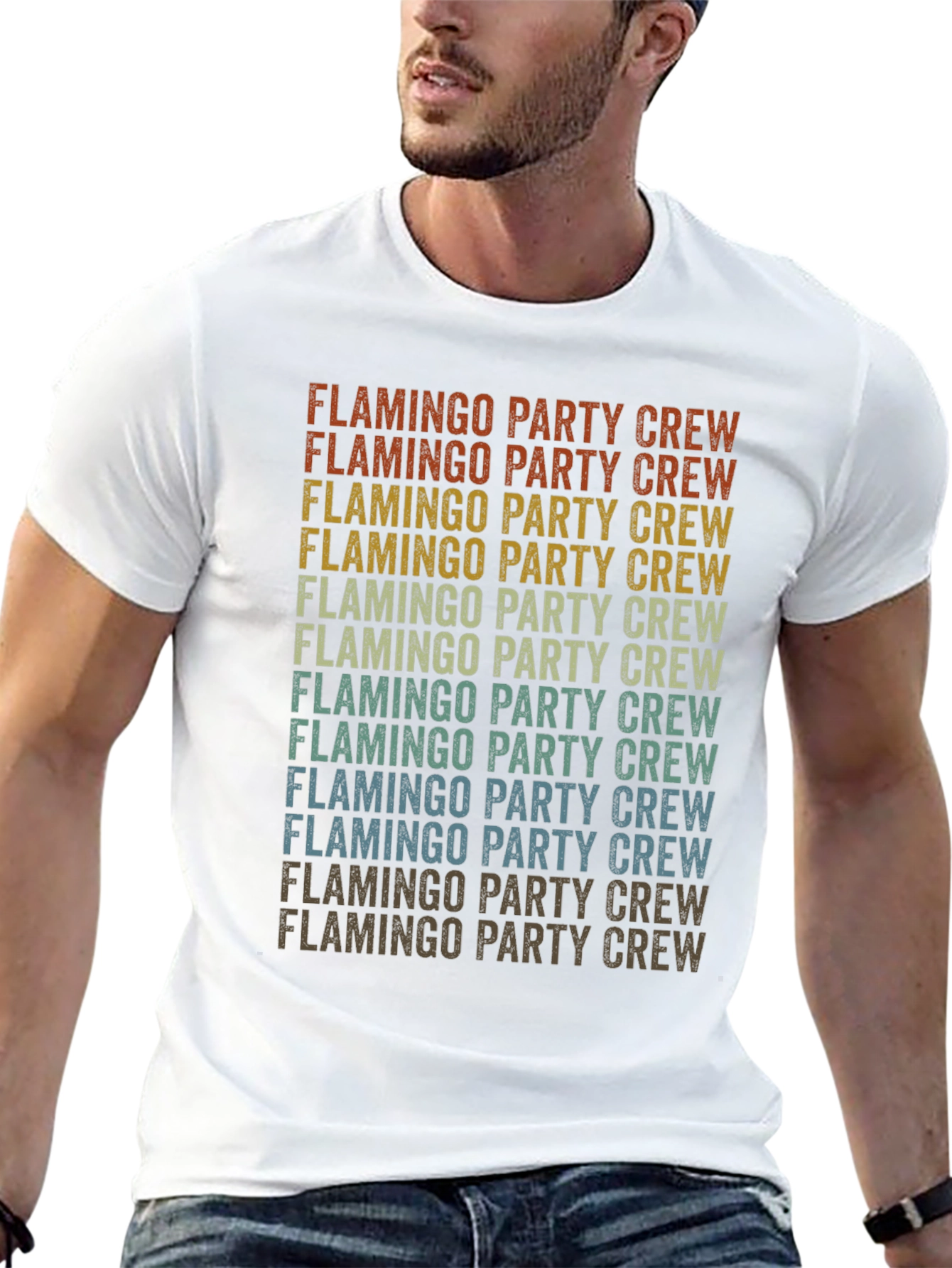 Retro Flamingo Party Crew Graphic Tee