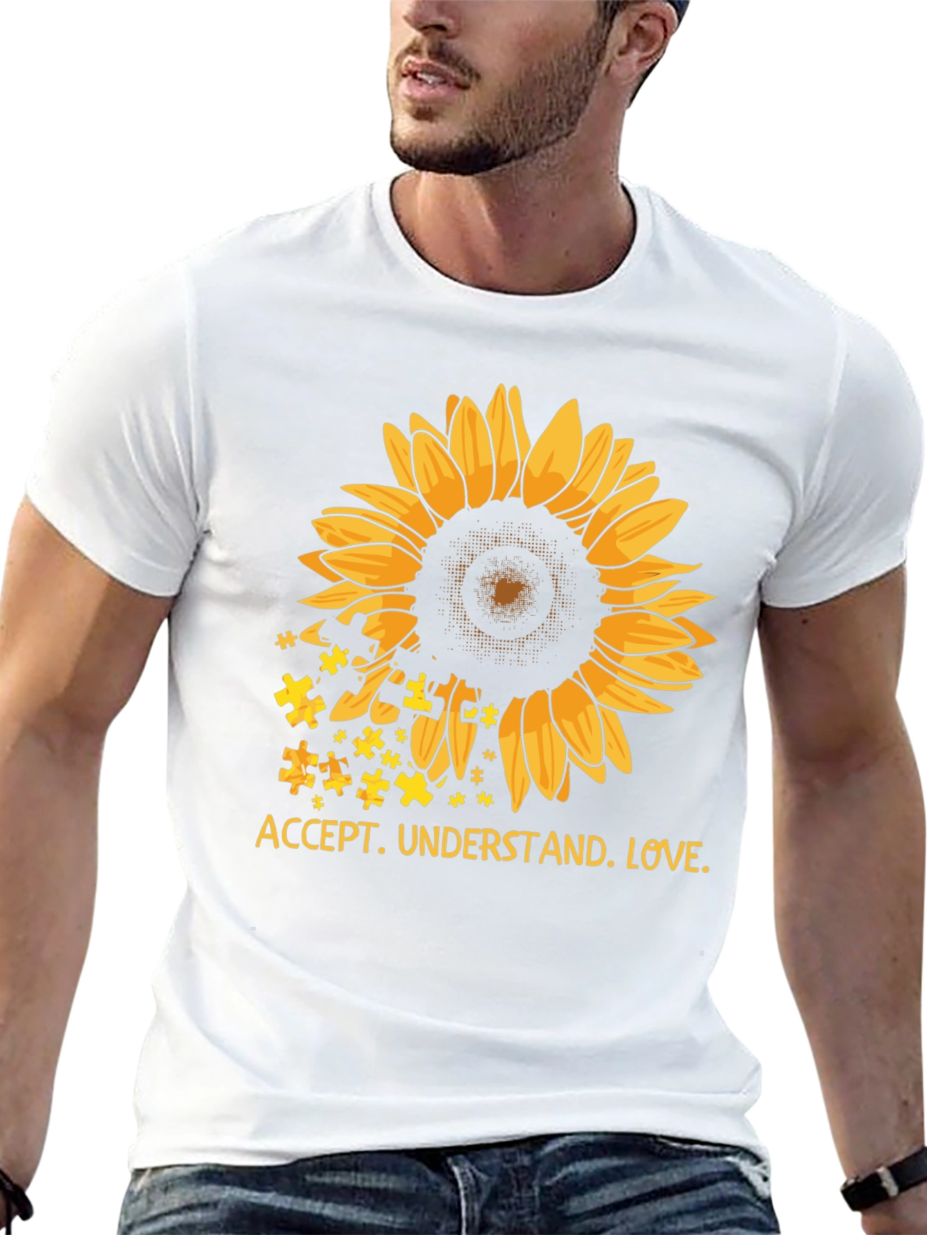 Autism Awareness Sunflower T-Shirt: Accept Understand Love