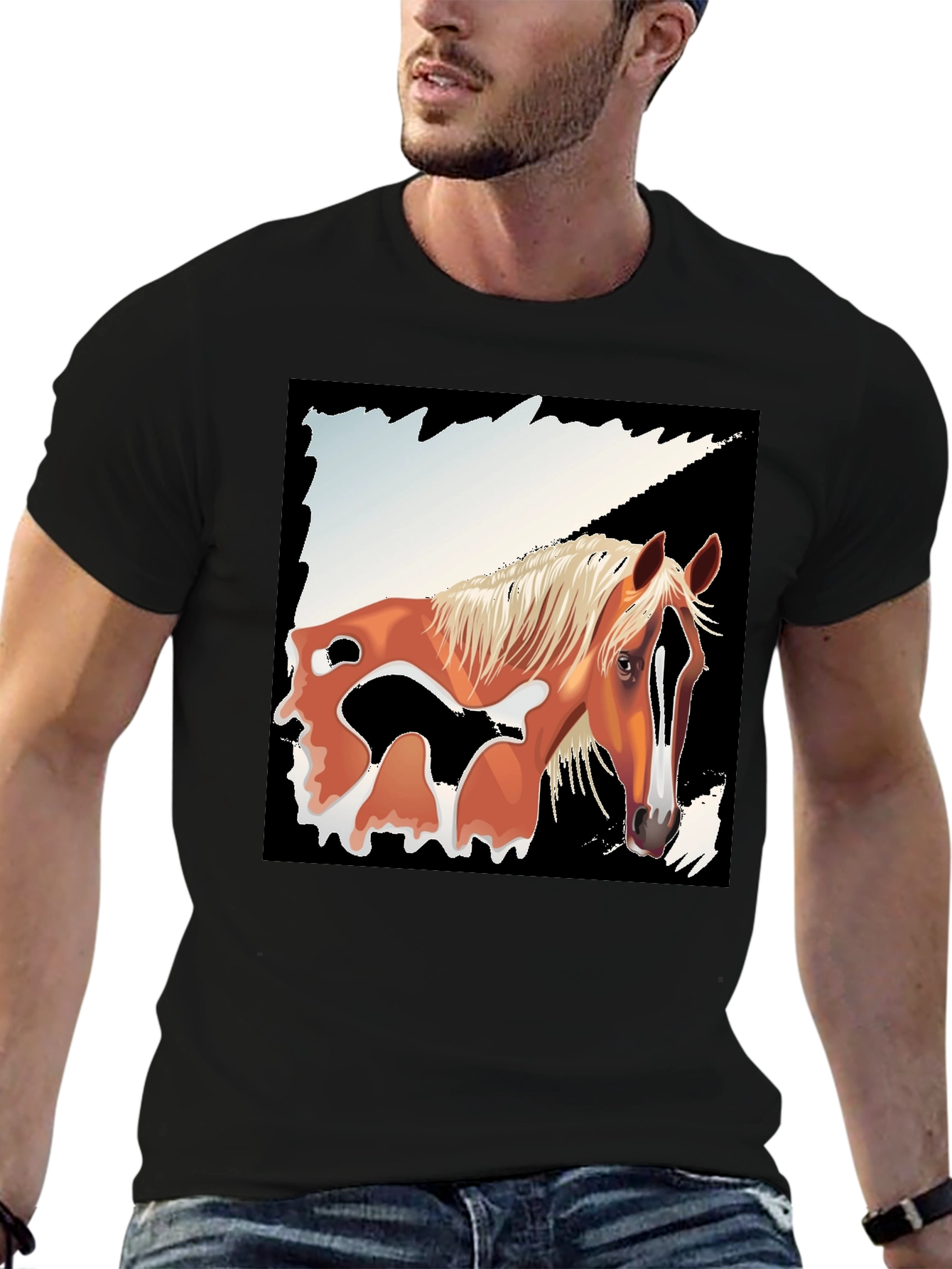 Horse Graphic Tee - Mens Black T-Shirt