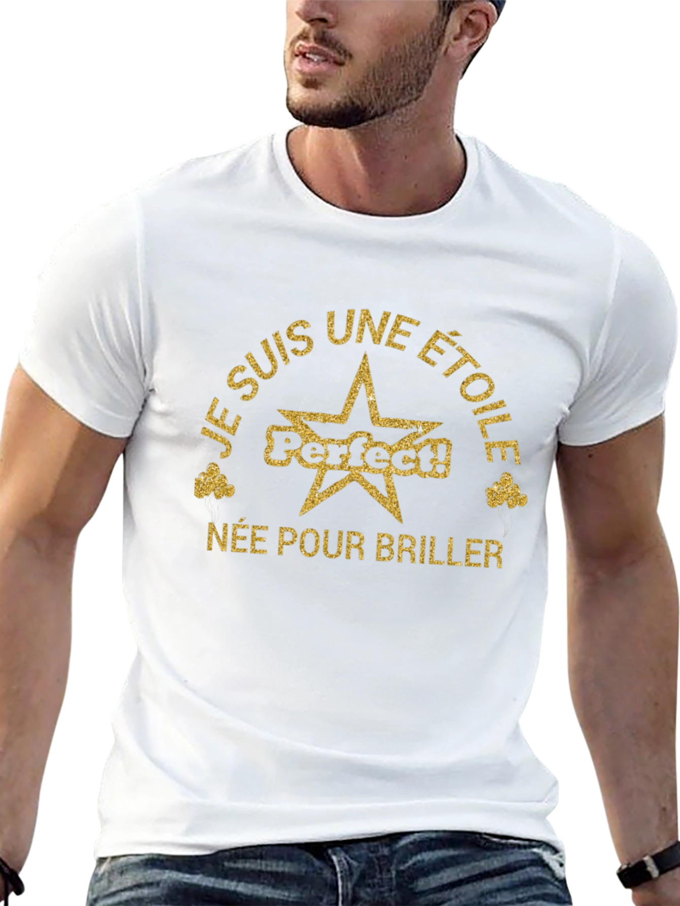 Black Tee with Je Suis Une Etoile Design